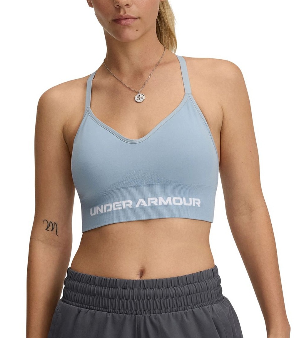 soutien-gorge Under Armour Vanish Seamless Low - Harbor Blue/White - women´s