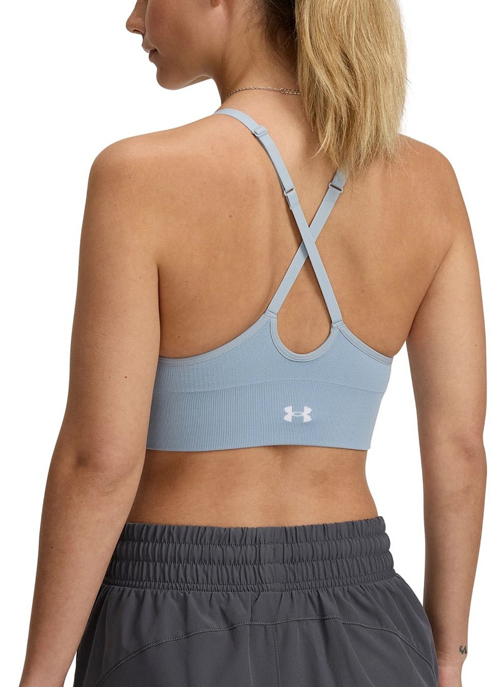 soutien-gorge Under Armour Vanish Seamless Low - Harbor Blue/White - women´s