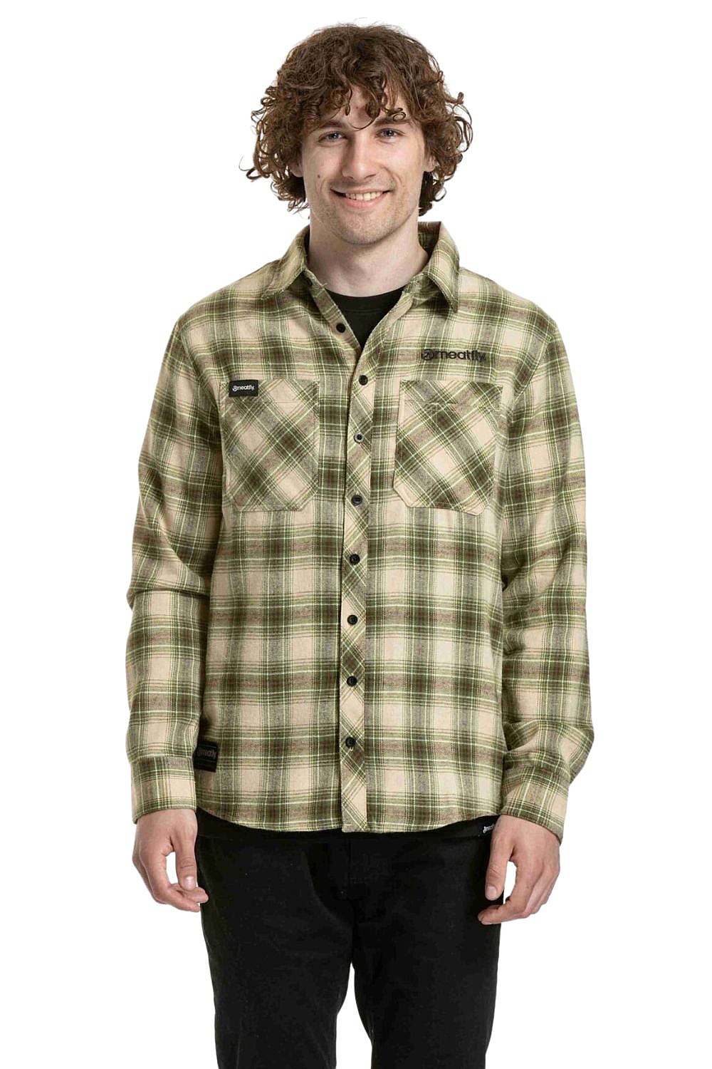košeľa Meatfly Kurt LS - Green/Beige - men´s