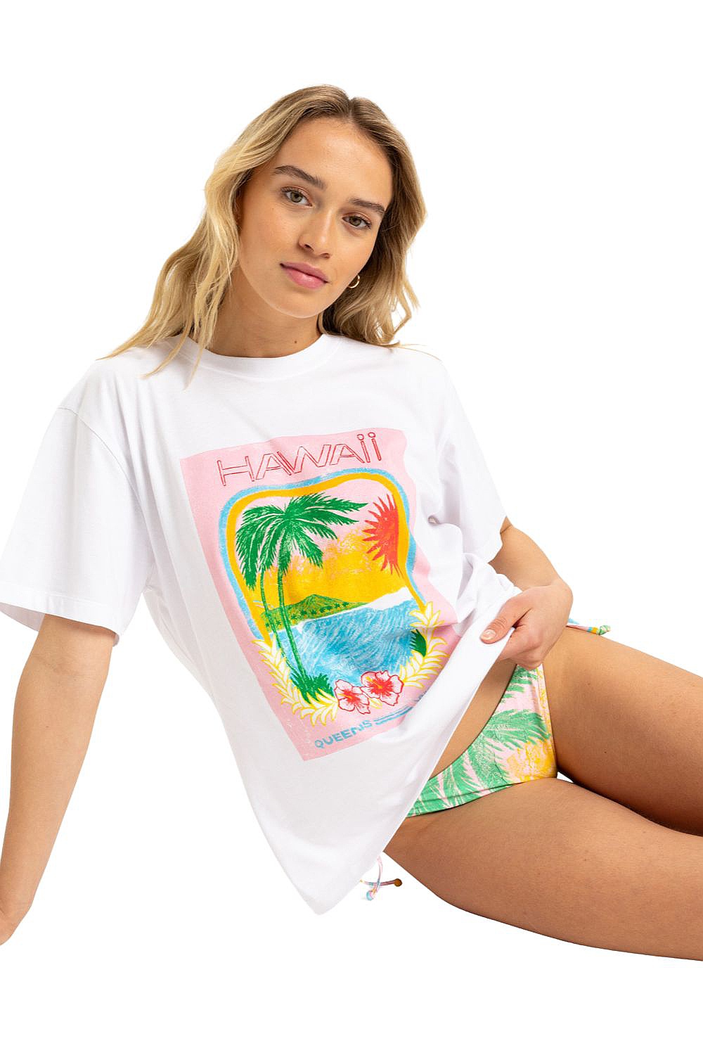 T-shirt Roxy Atlas Hangloose - WBB5/Bright White Hawaii - women´s