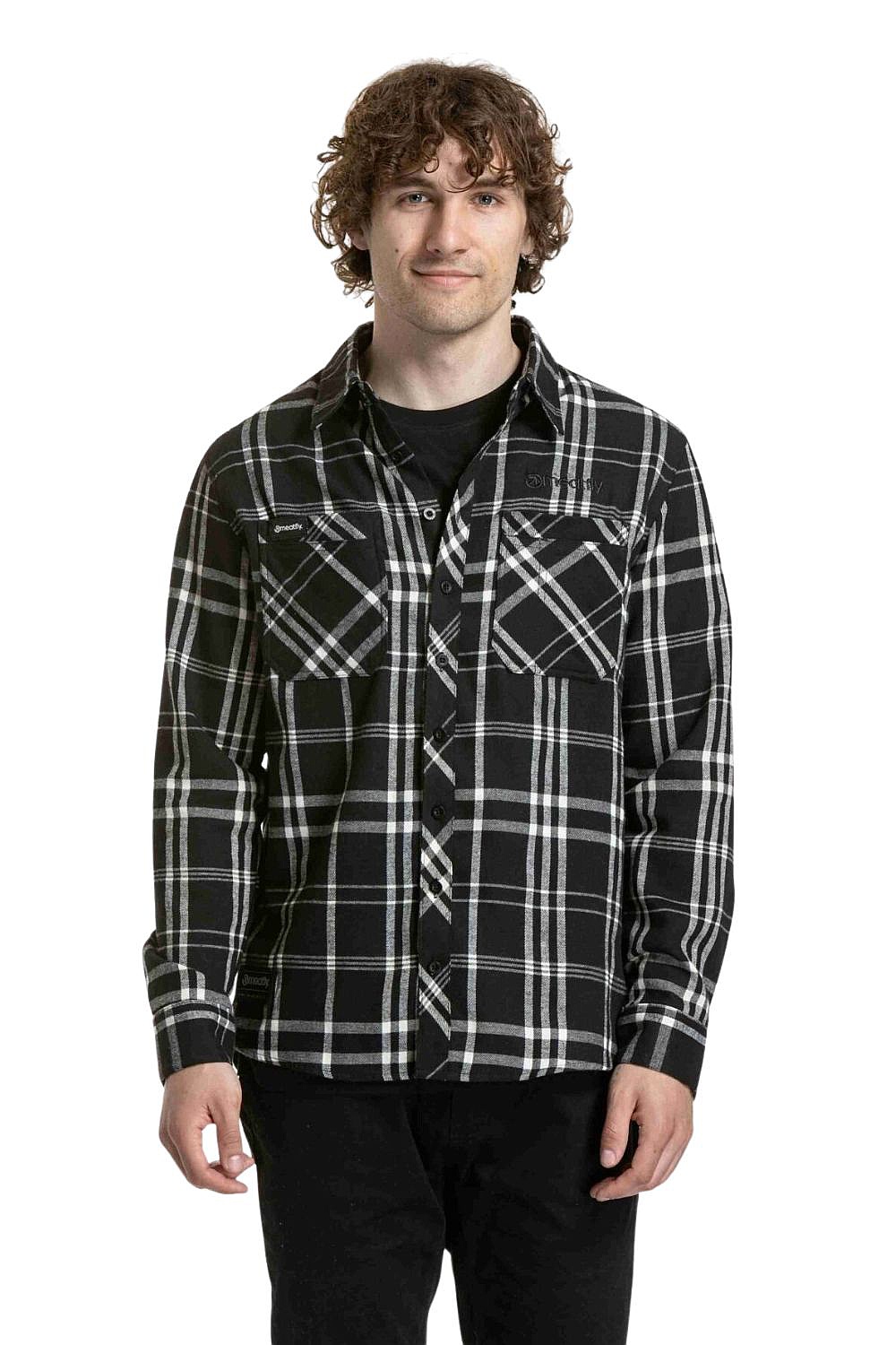 chemise Meatfly Kurt LS - Black - men´s
