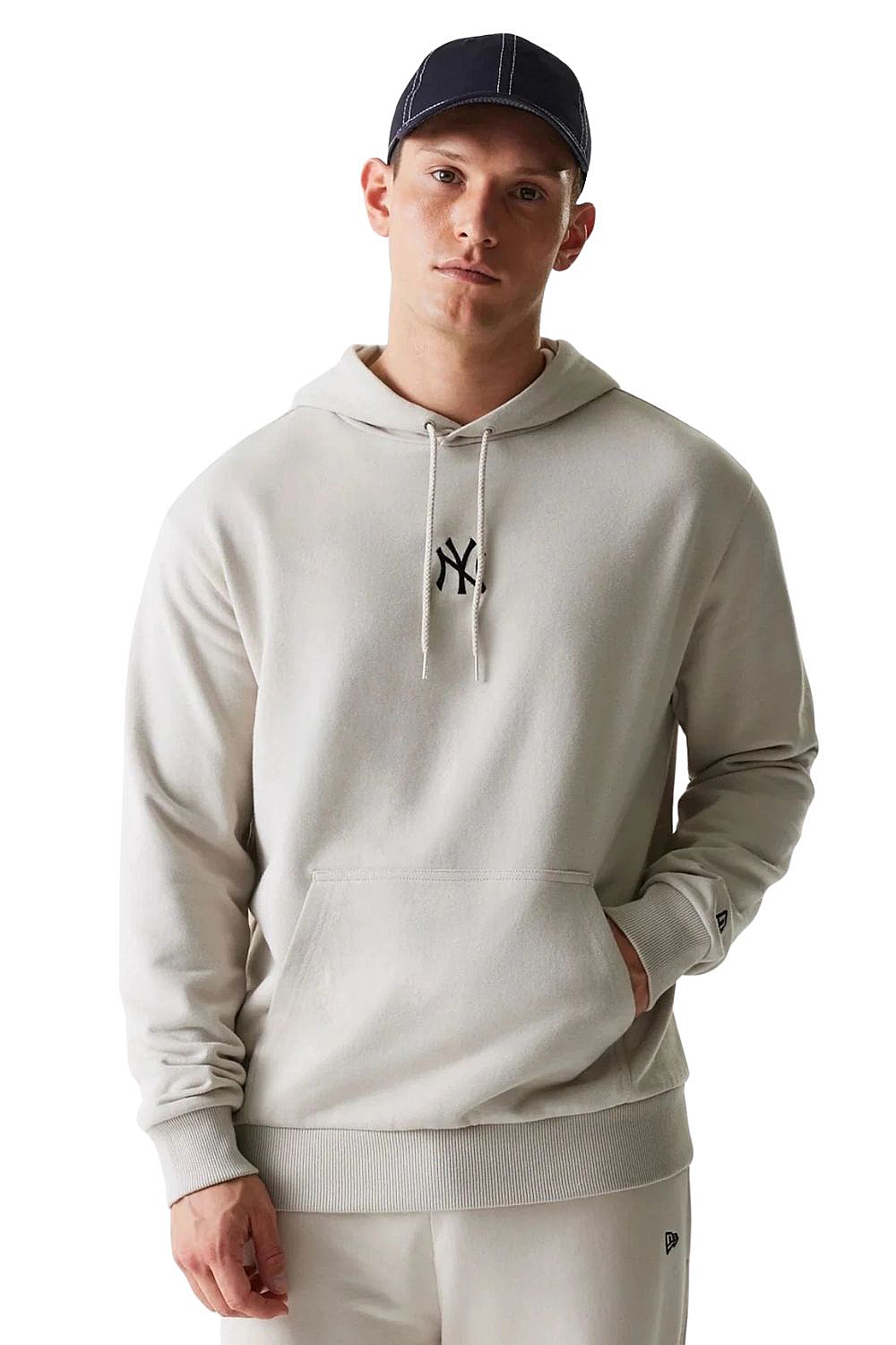 sweat-shirt New Era League Essential Midi Hoodie MLB New York Yankees - Stone - men´s