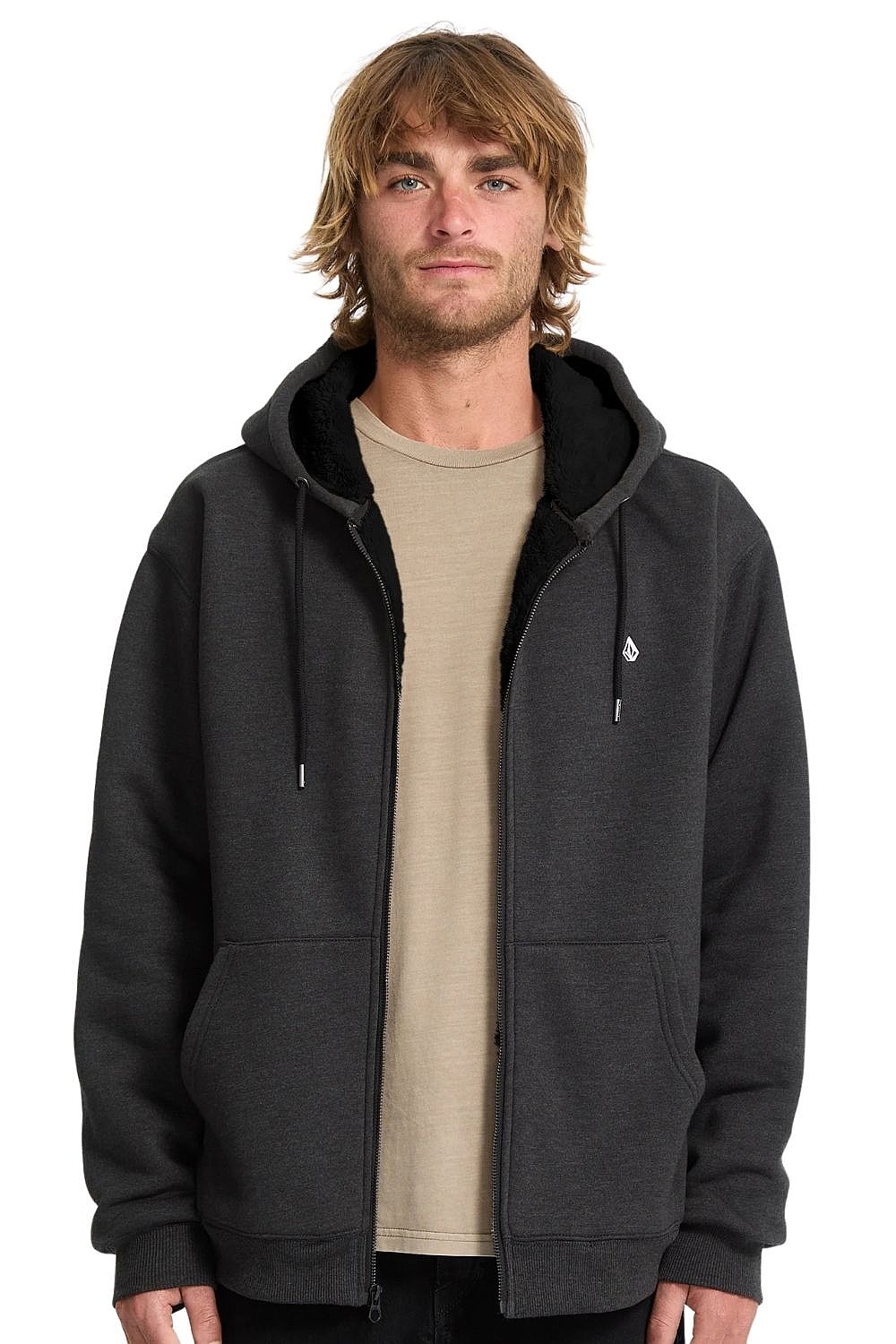sweat-shirt Volcom Single Stone Lined Zip - Heather Black - men´s