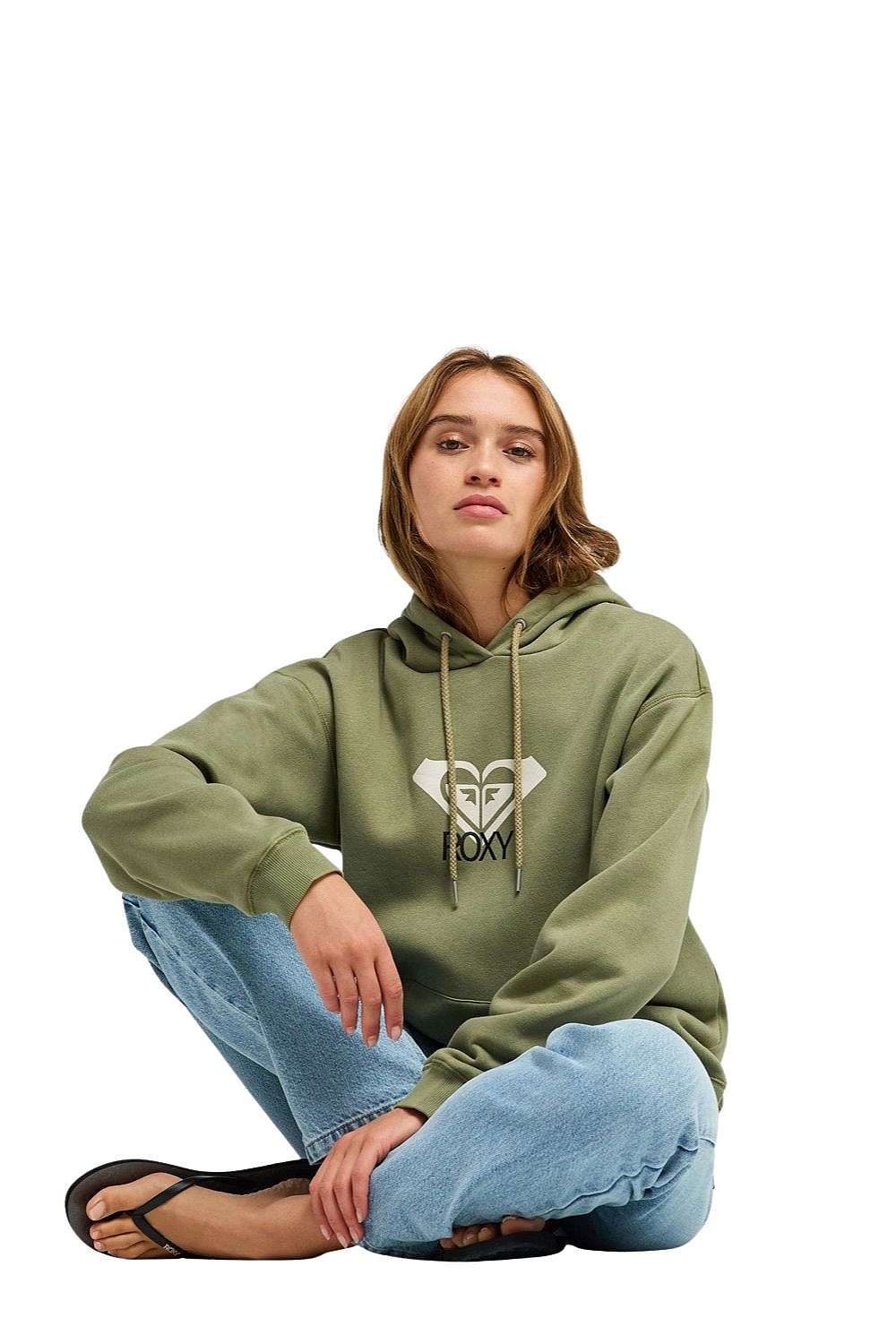 mikina Roxy Surf Stoked Hoodie Brushed Art - GLD0/Oil Green - women´s