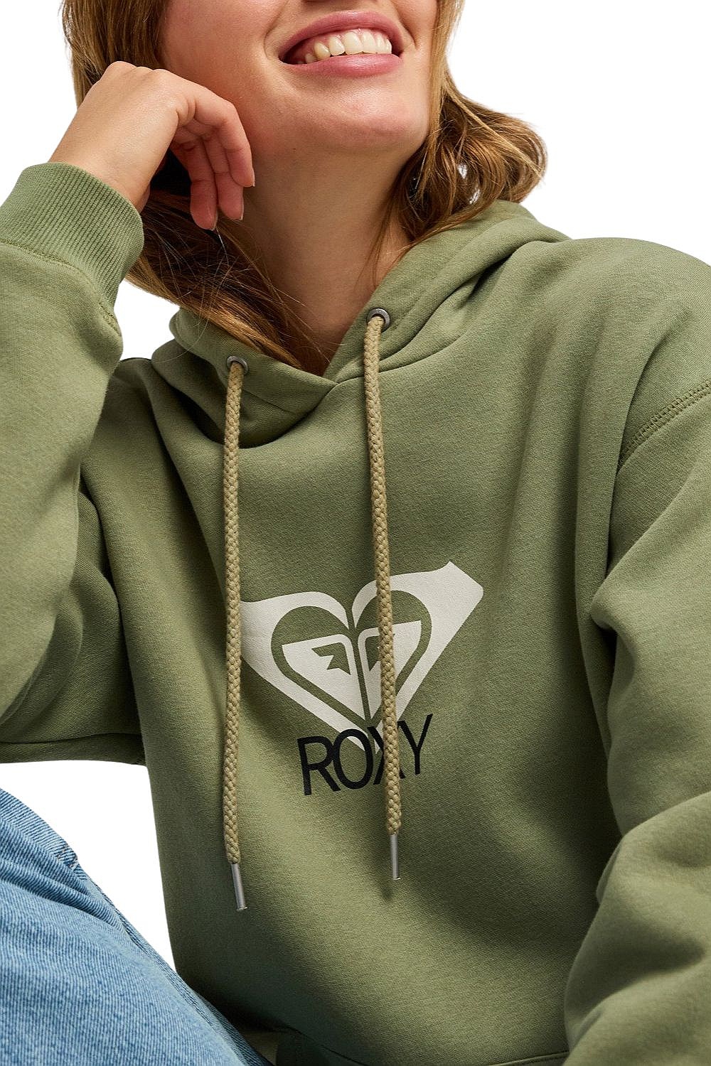 mikina Roxy Surf Stoked Hoodie Brushed Art - GLD0/Oil Green - women´s