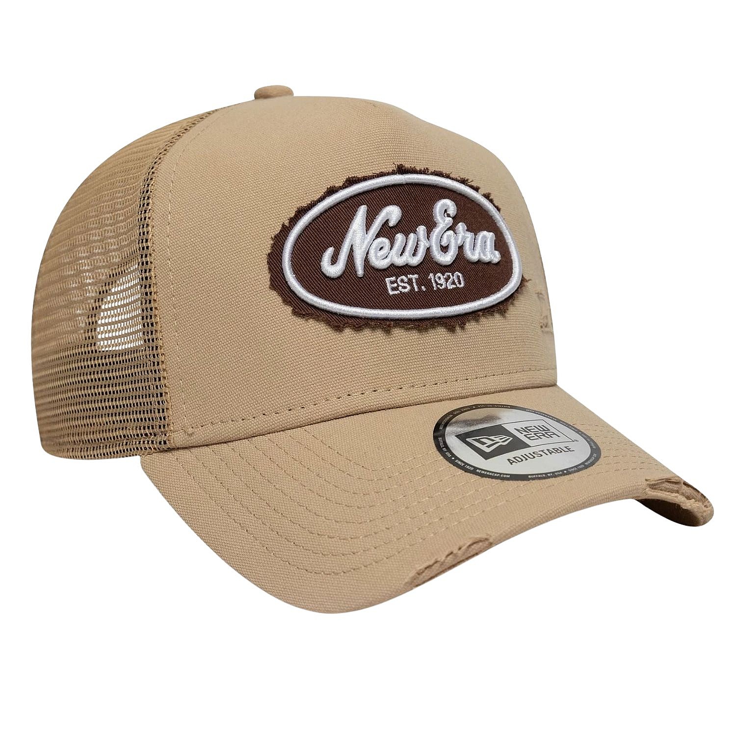casquette New Era 9FO AF Oval Canvas Distress Trucker Branded - Camel - men´s