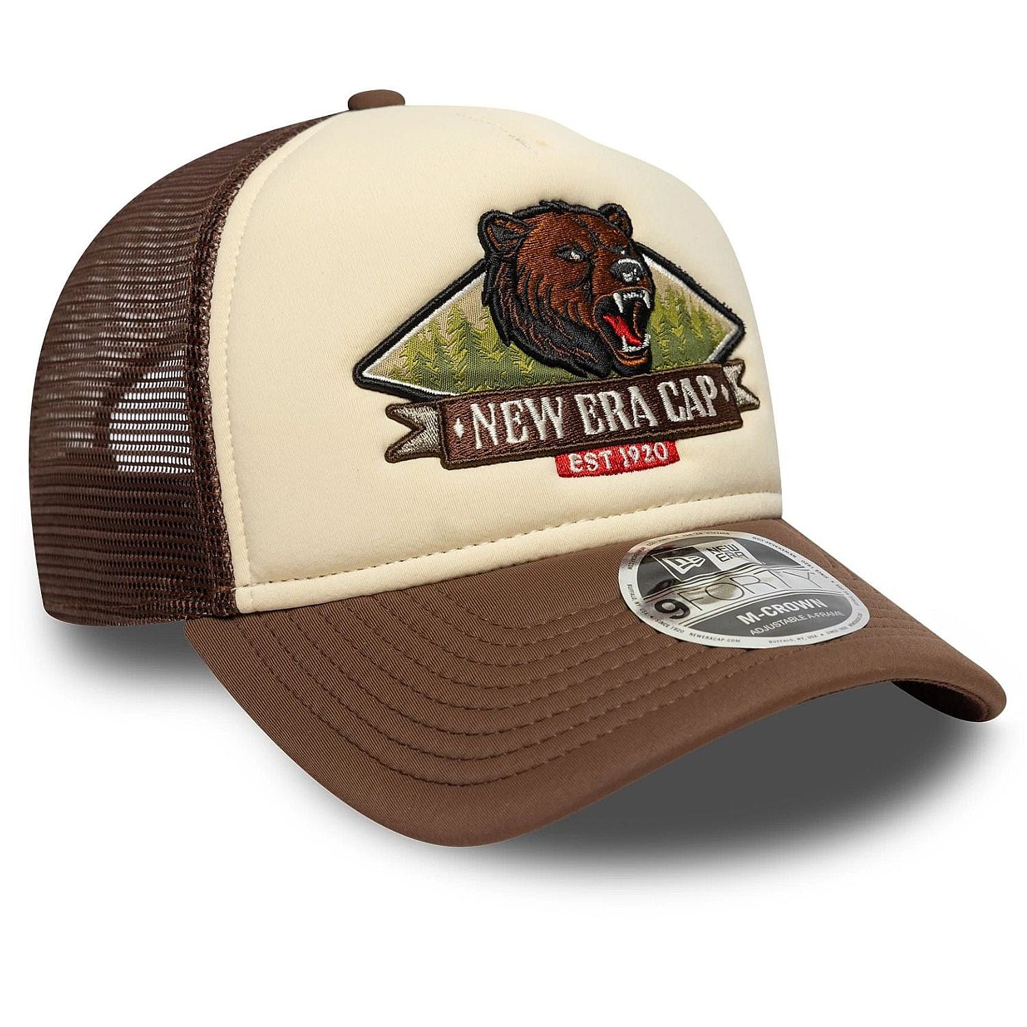 kšiltovka New Era 9FO M-Crown AF Graphic Trucker Branded - Light Cream/Brown