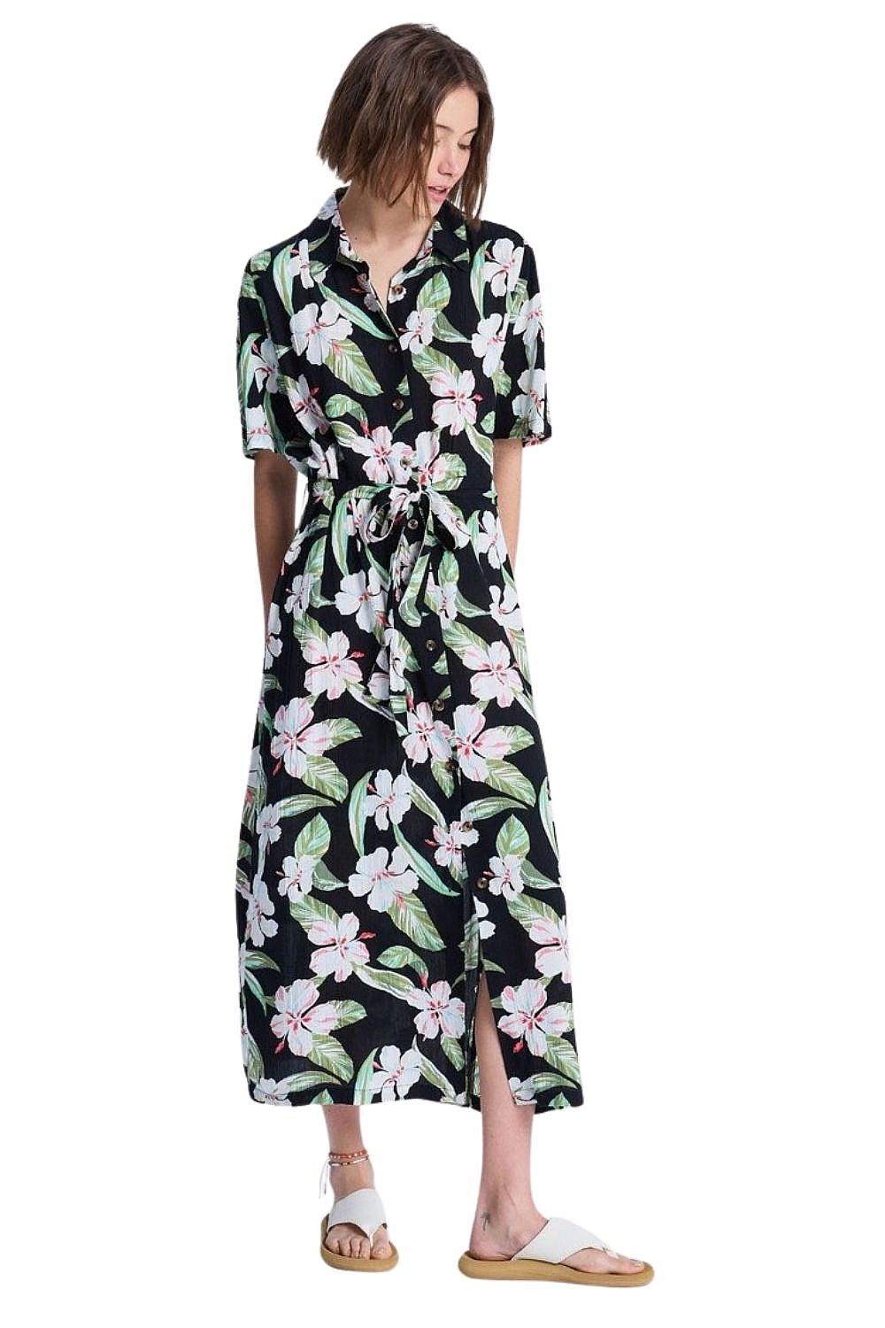 šaty Roxy Island Escape Printed - KVJ5/Anthracite Spring Charming
