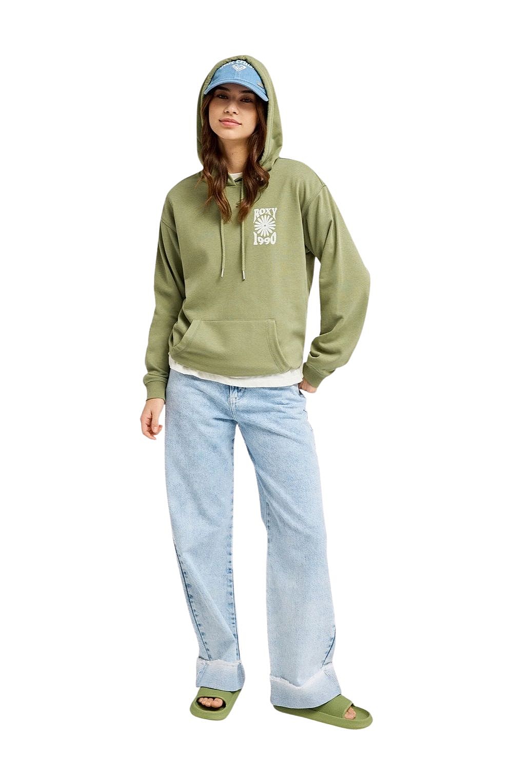 sweatshirt Roxy Surf Stoked Hoodie Terry Vint - GLD0/Oil Green - women´s