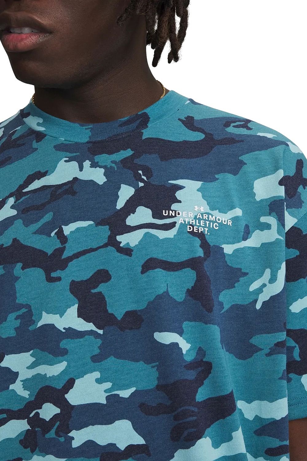 T-Shirt Under Armour Athletic Department Printed Heavyweight - Wham Blue/White - men´s