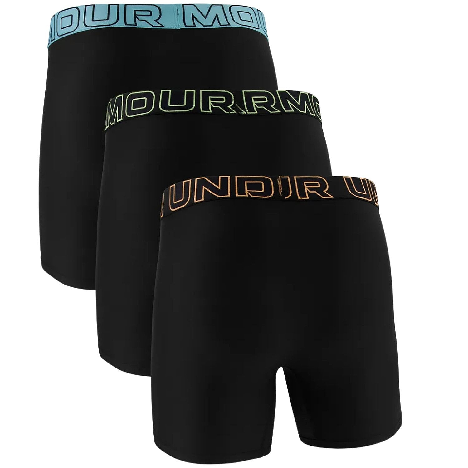 short Under Armour Perf Tech 6in 3 Pack - Black/Blue Haze/Orange Bloc/Lumos Lime - men´s