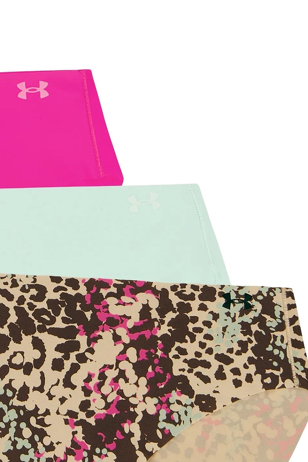 nohavičky Under Armour Pure Stretch No Show Nov Bikini 3 Pack - Pink Frenzy/Brown Print/Light Mint - women´s