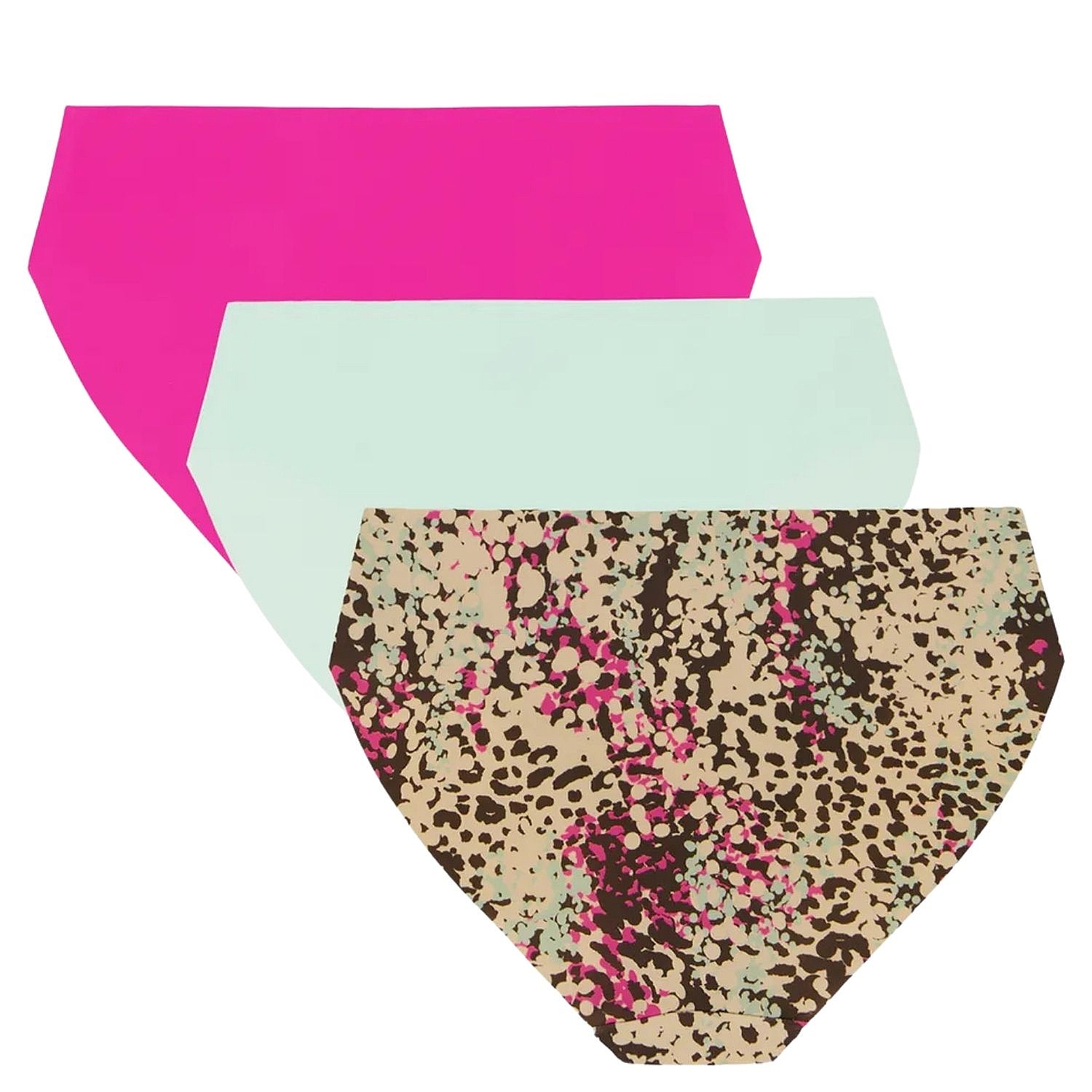 nohavičky Under Armour Pure Stretch No Show Nov Bikini 3 Pack - Pink Frenzy/Brown Print/Light Mint - women´s