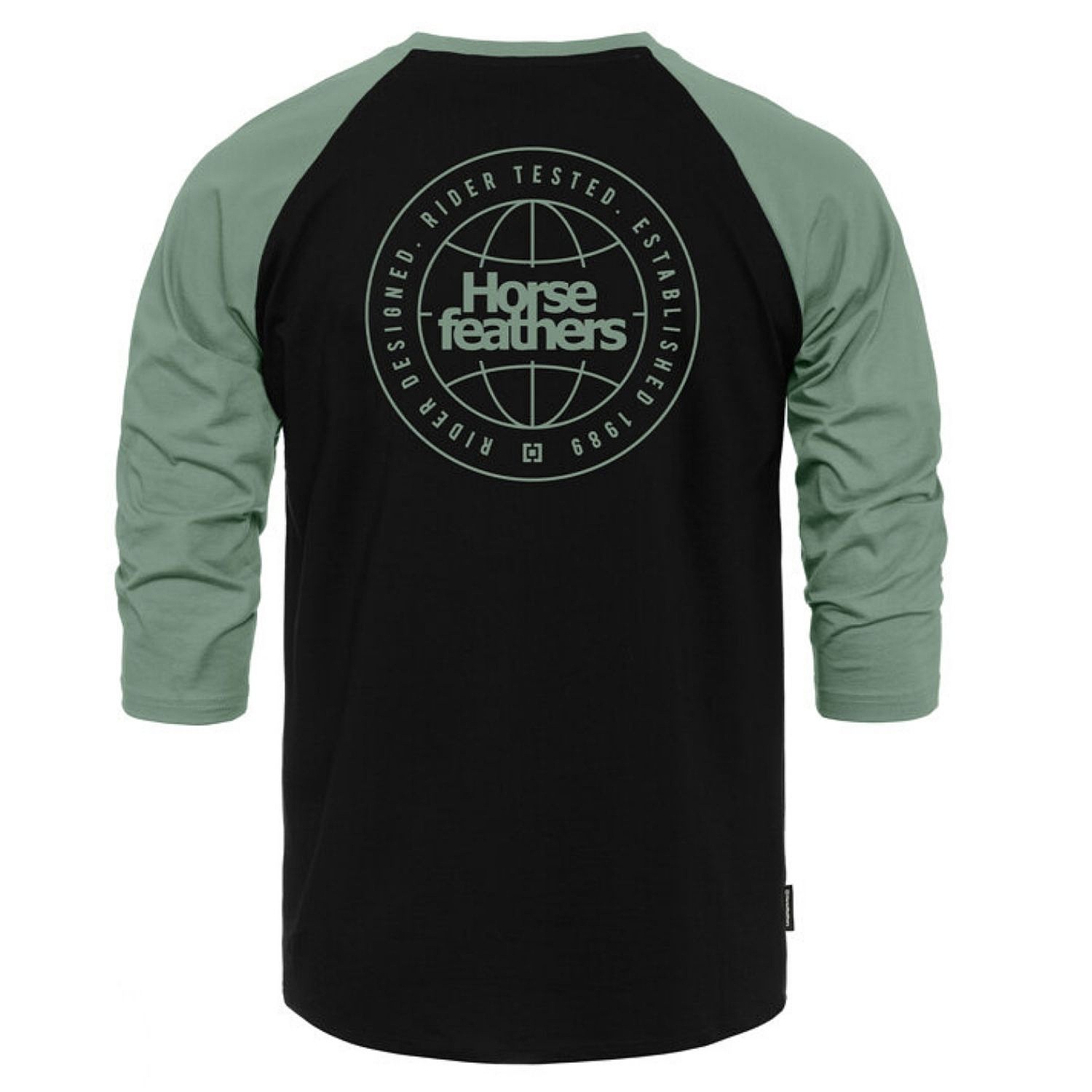 tričko Horsefeathers Global Raglan - Black/Iceberg Green - men´s
