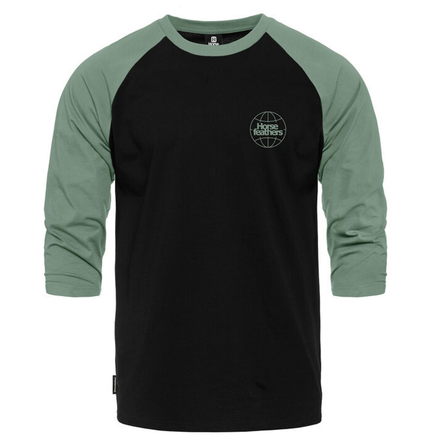 tričko Horsefeathers Global Raglan - Black/Iceberg Green - men´s