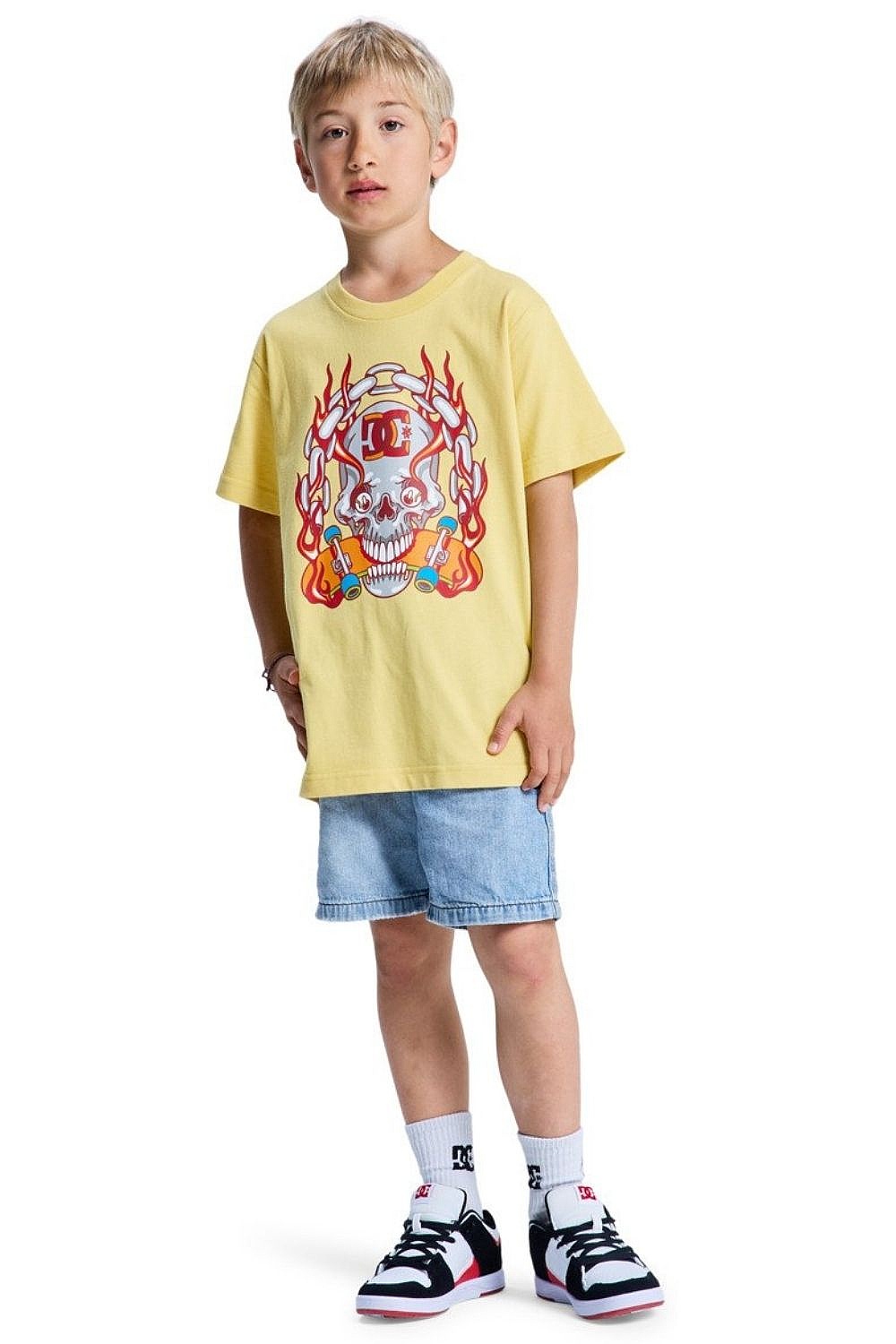 tričko DC Burning Skull Youth Hss - YFW0/Dusky Citron - boy´s