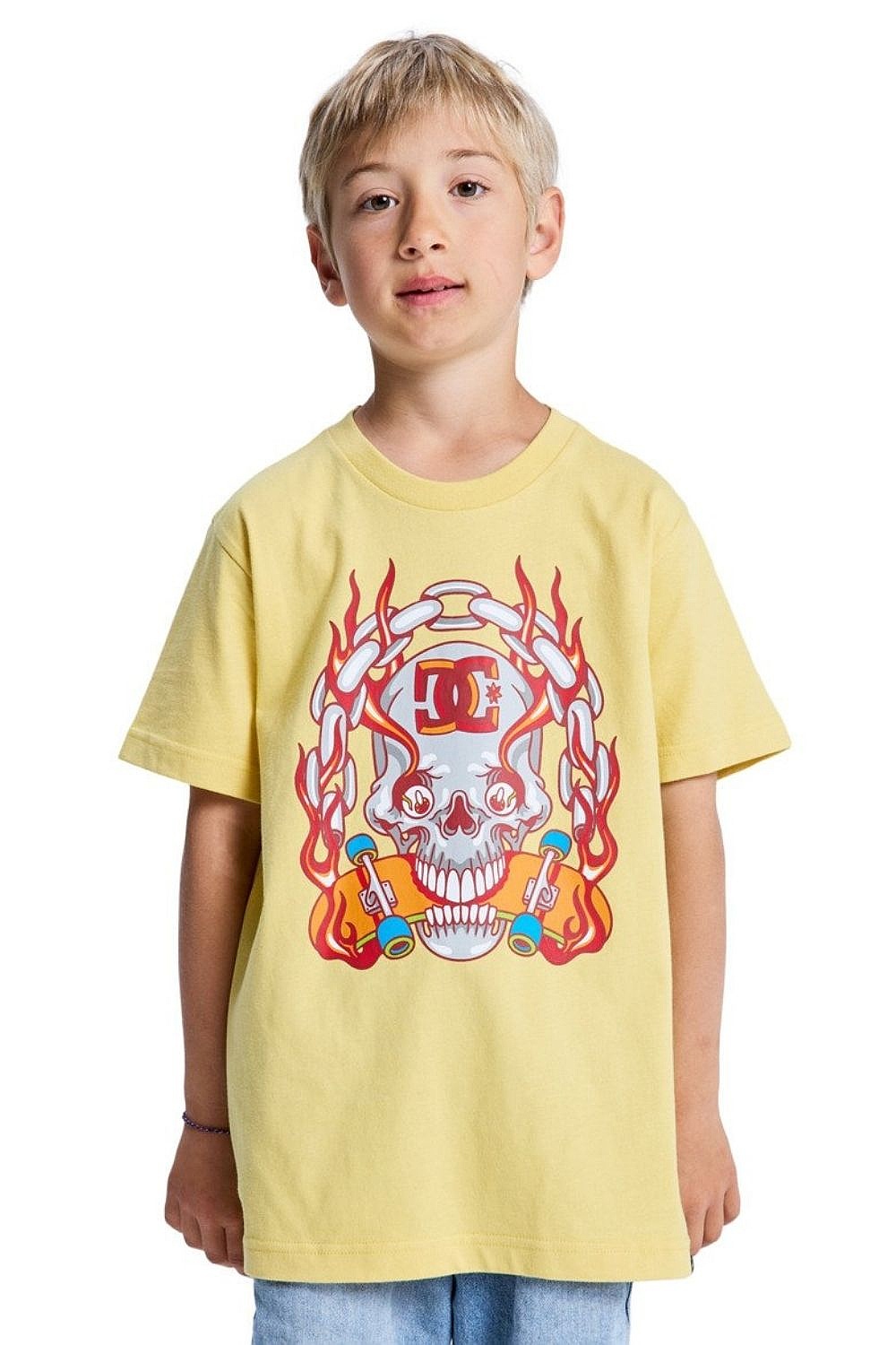 tričko DC Burning Skull Youth Hss - YFW0/Dusky Citron - boy´s