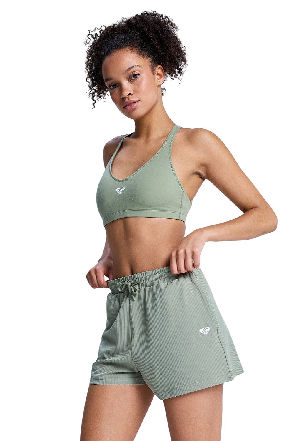 short Roxy Rise & Vibe Rib - GLD0/Oil Green - women´s