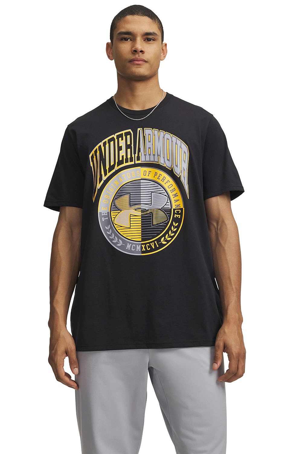koszulka Under Armour Varsity Crest - Black/Campus Gold - men´s