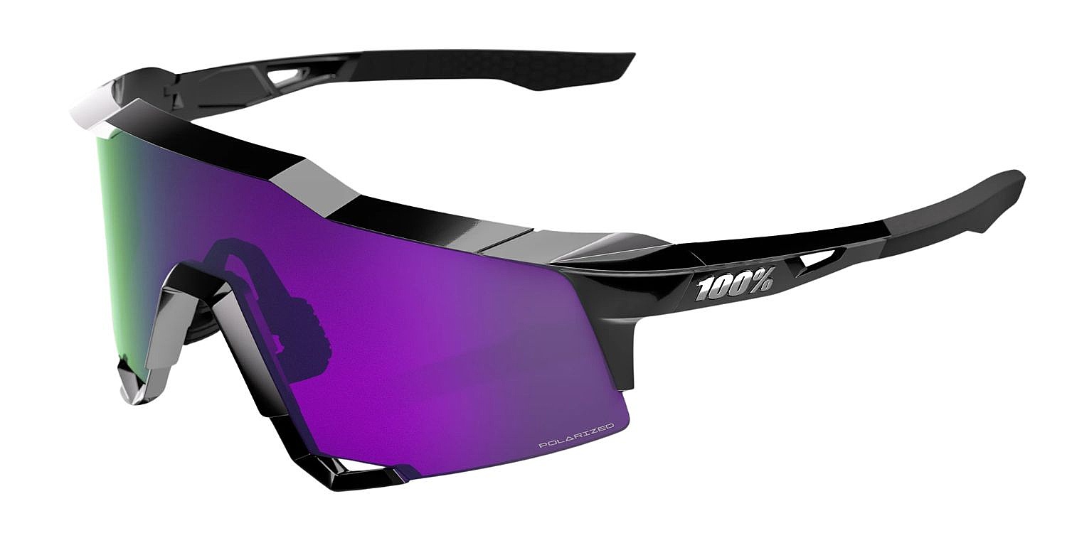 des lunettes 100% Speedcraft - Polished Black/HiPER Lavender Polarized Mirror