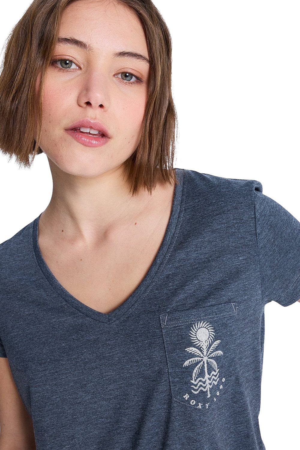 T-Shirt Roxy Laguna Green V Neck - KVJ0/Anthracite - women´s