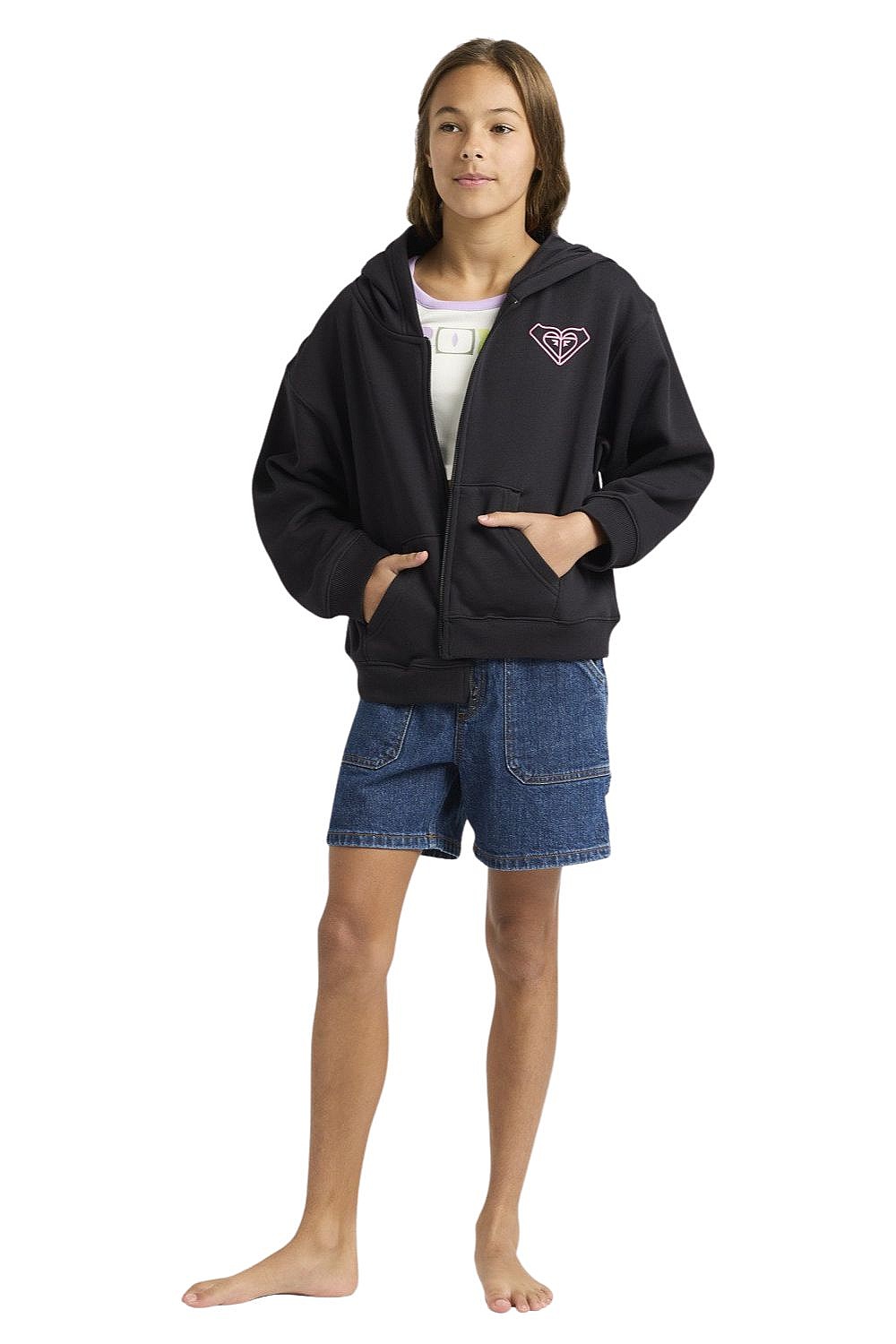 mikina Roxy Midnight Hike Bruhsed Rg Zip - KVJ0/Anthracite - girl´s