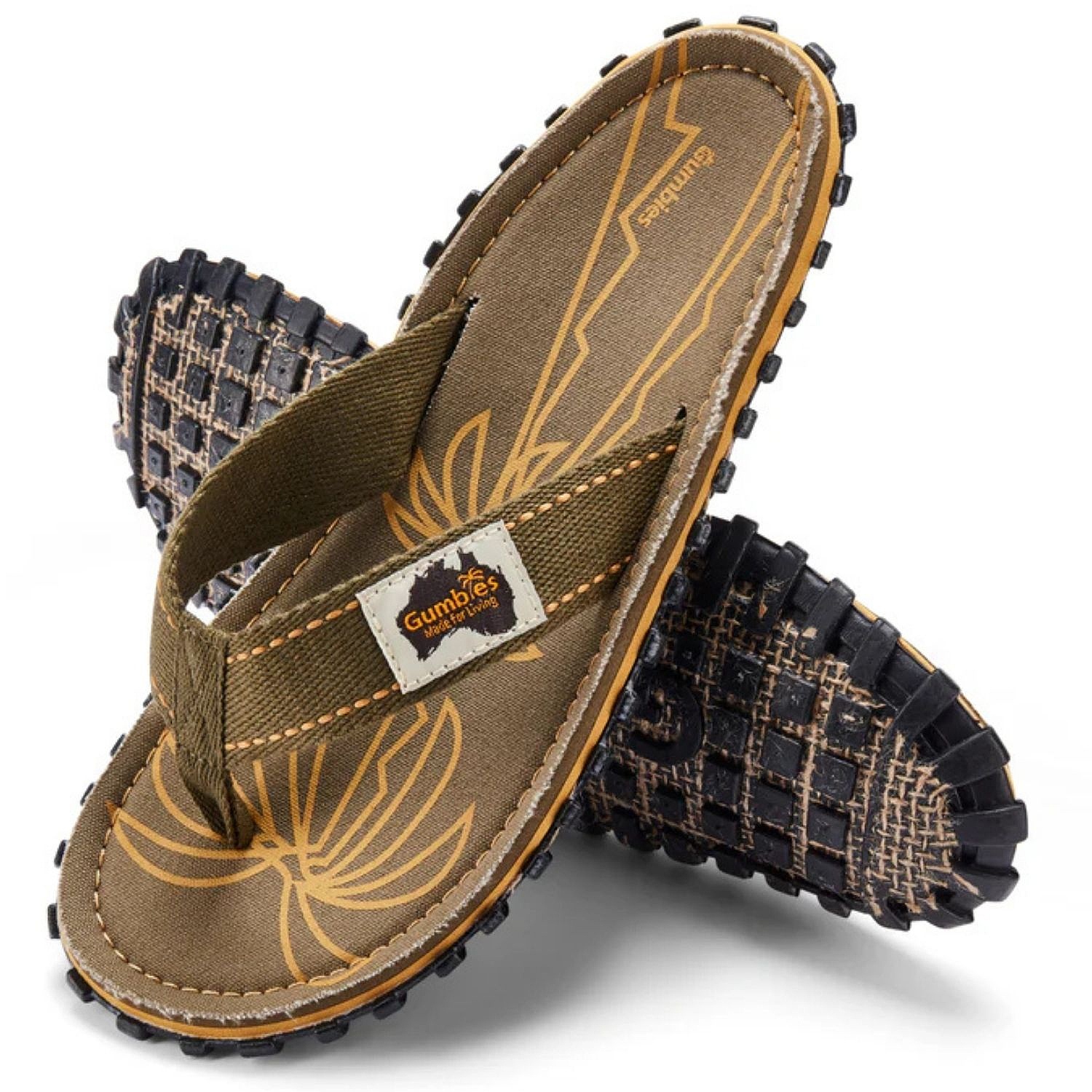 tongs Gumbies Islander - Palm Leaf Khaki