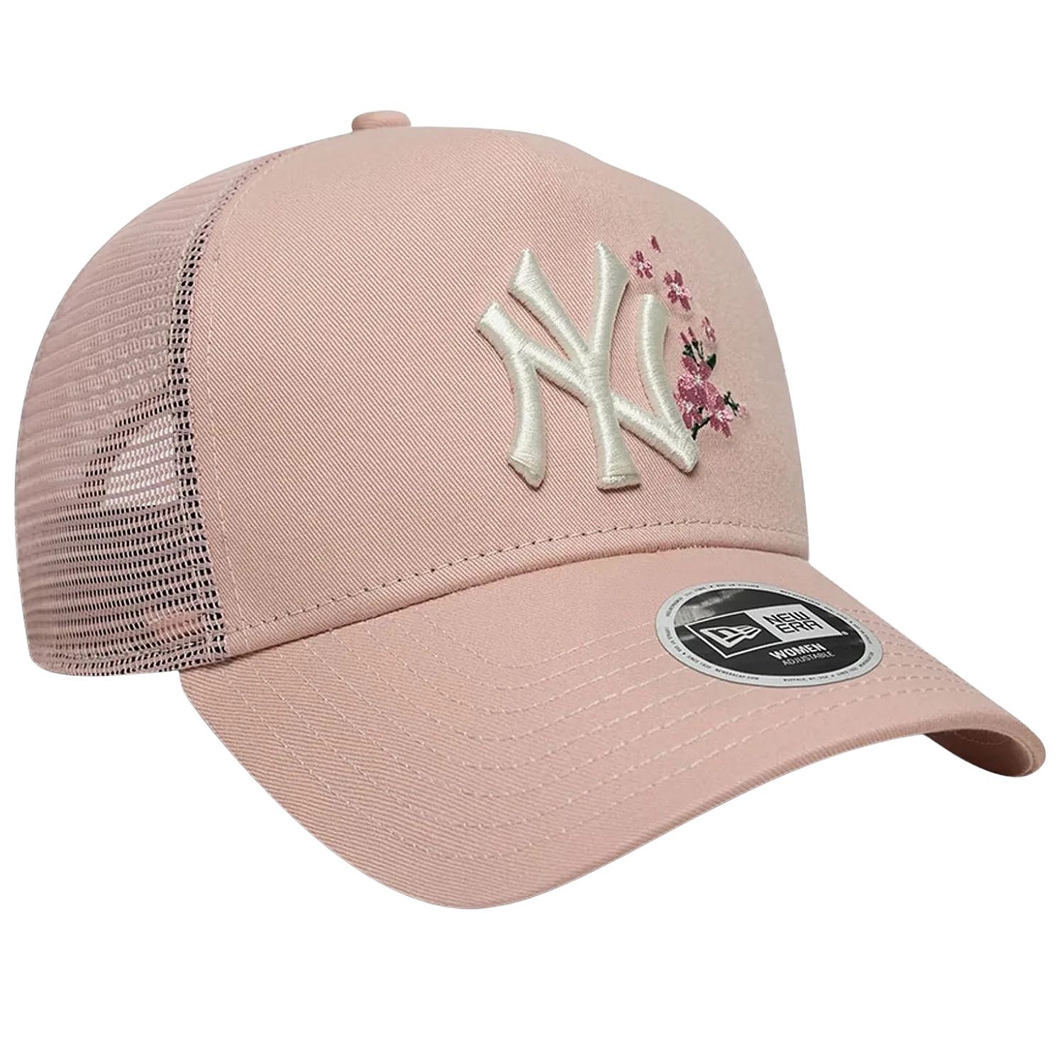 casquette New Era 9FO AF Floral Trucker MLB New York Yankees - Pink Rouge/Chrome White - women´s