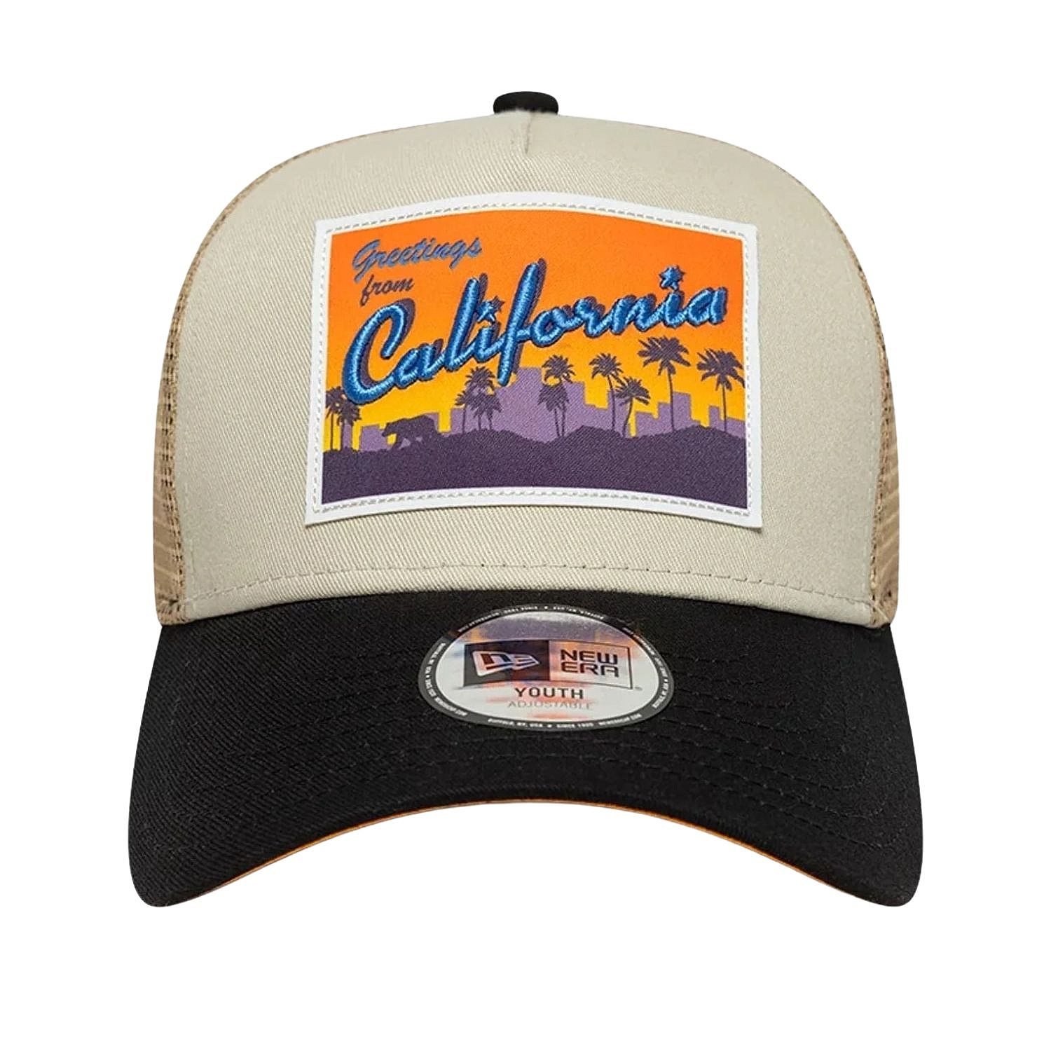 Kappe New Era 9FO AF Location Patch Trucker Branded Youth - Stone - unisex junior