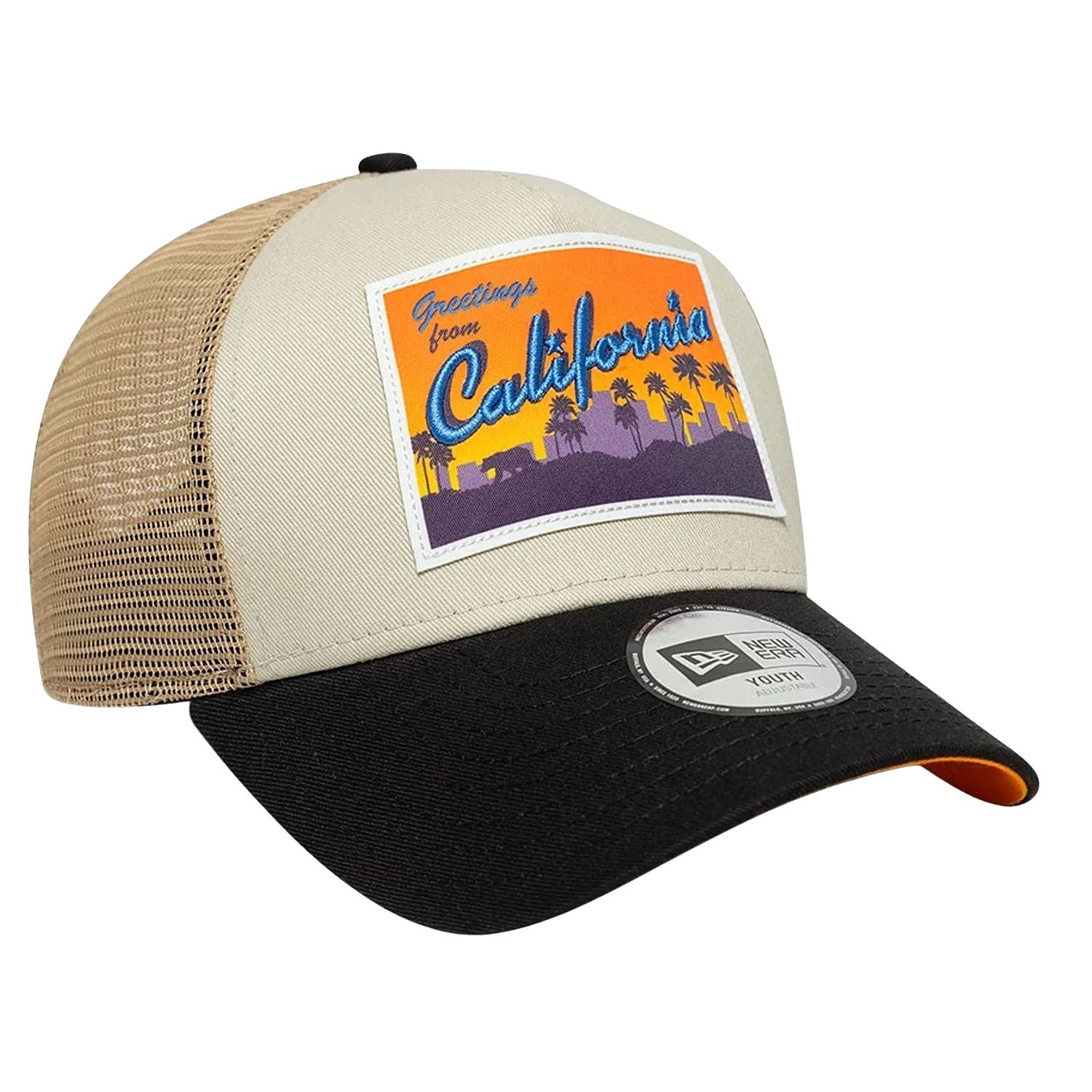 Kappe New Era 9FO AF Location Patch Trucker Branded Youth - Stone - unisex junior