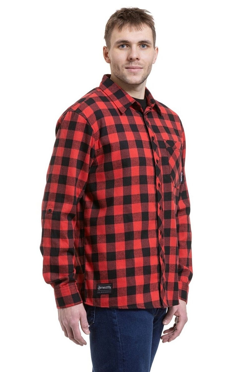 koszula Meatfly Kurt LS - Black/Red - men´s