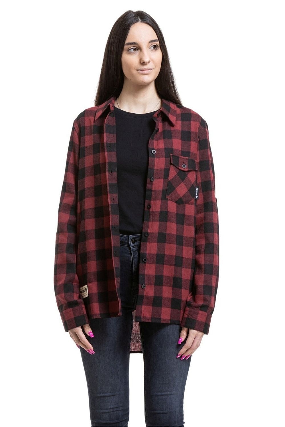 chemise Meatfly Courtney LS - Black/Bordo - women´s