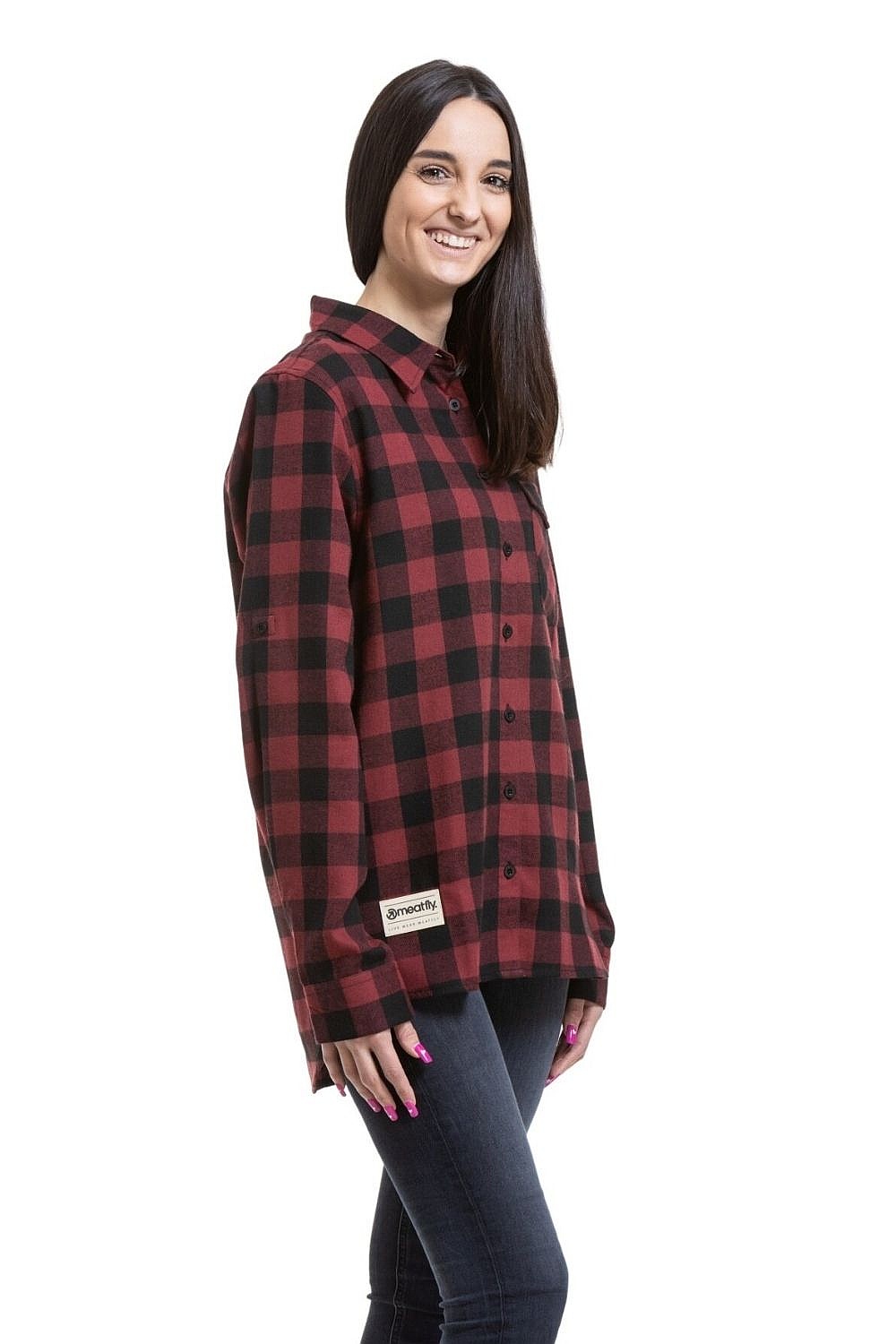 chemise Meatfly Courtney LS - Black/Bordo - women´s