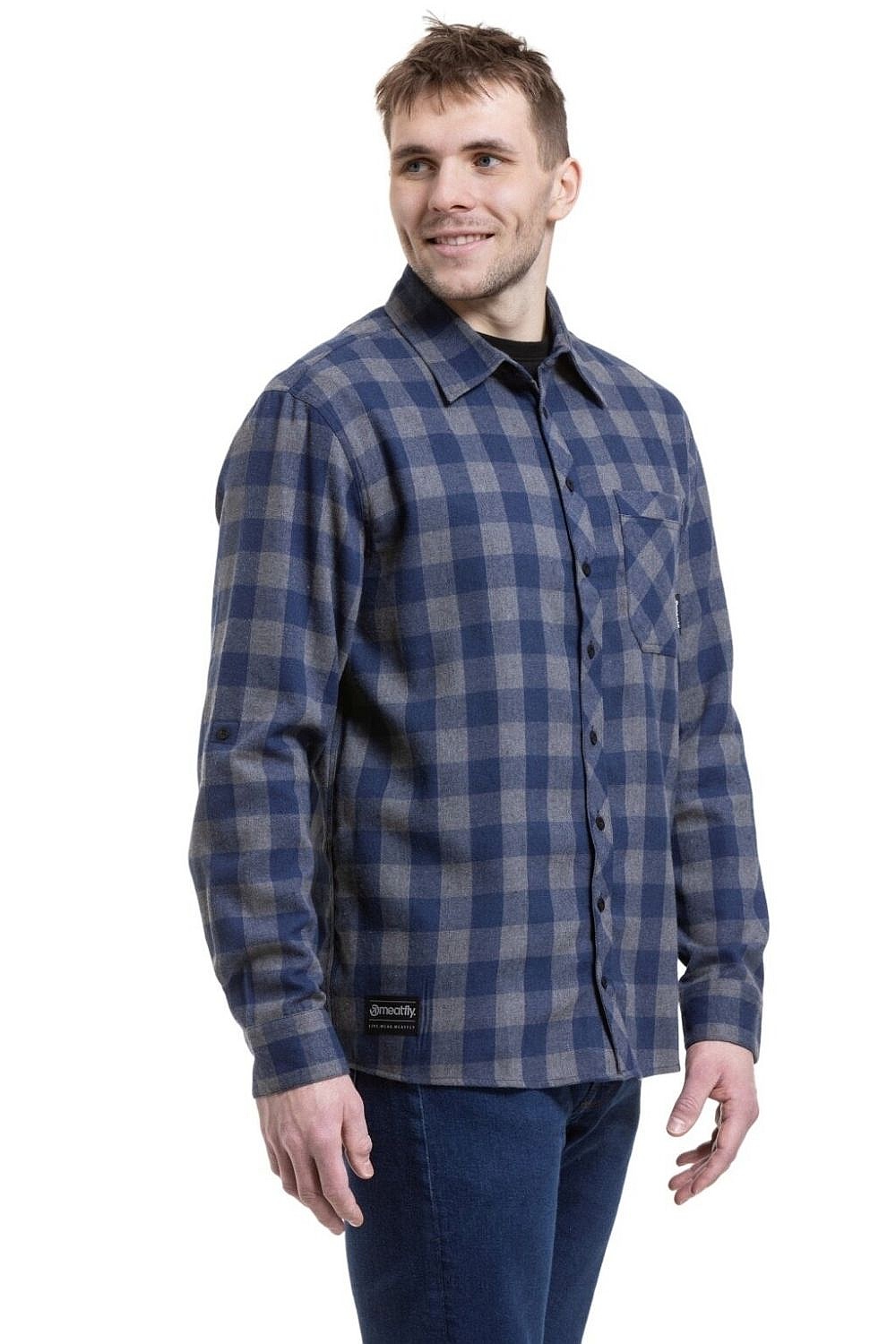 koszula Meatfly Kurt LS - Blue/Grey - men´s