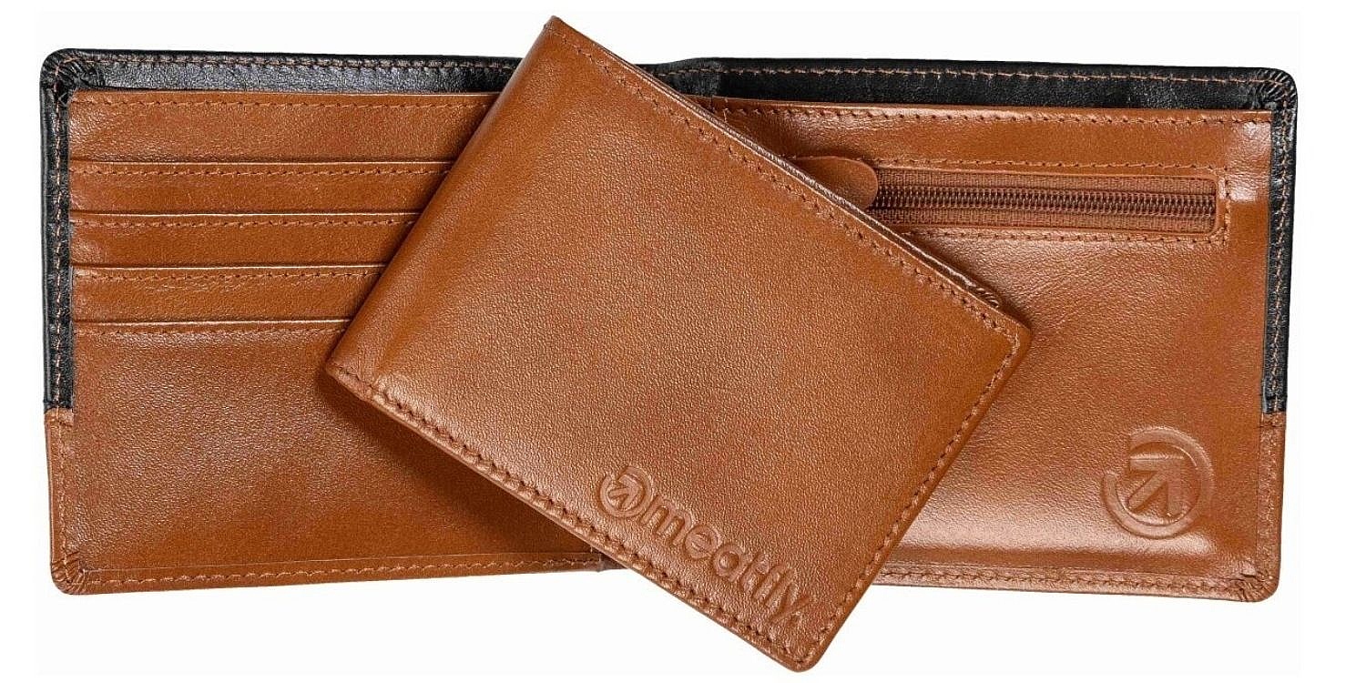 Brieftasche Meatfly Eddie Premium Leather - Black/Oak - men´s