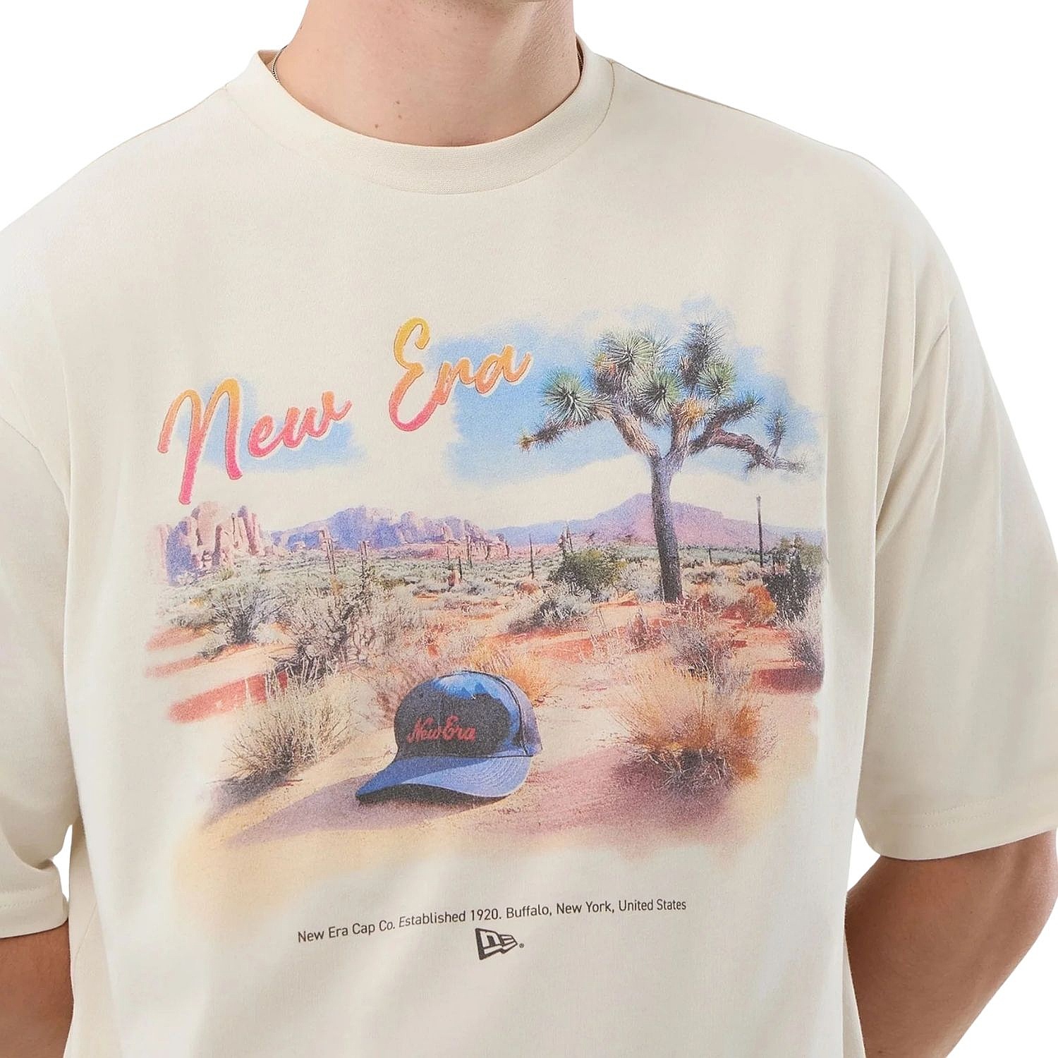 tričko New Era Beach Graphic Oversized - Light Cream
