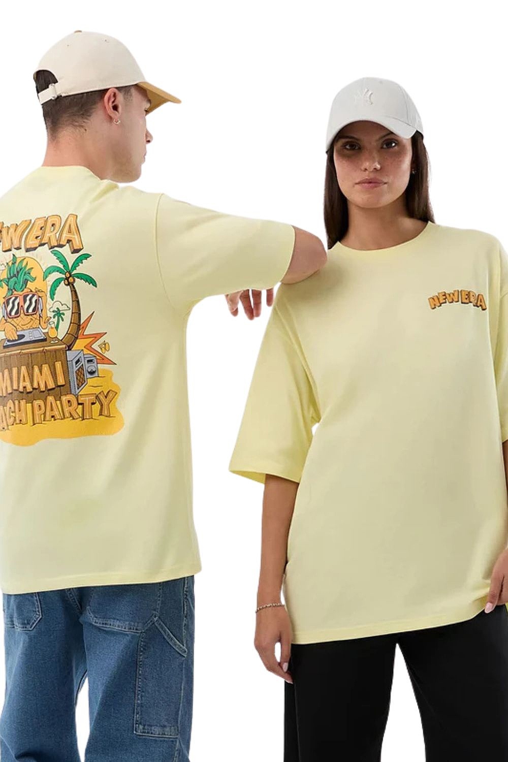 T-Shirt New Era Fun Graphic Oversized - Pastel Yellow
