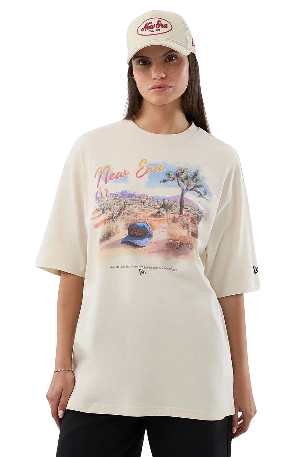 tričko New Era Beach Graphic Oversized - Light Cream