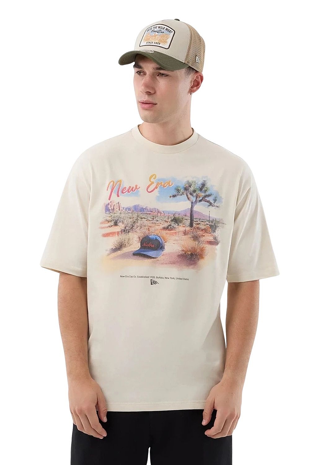 tričko New Era Beach Graphic Oversized - Light Cream