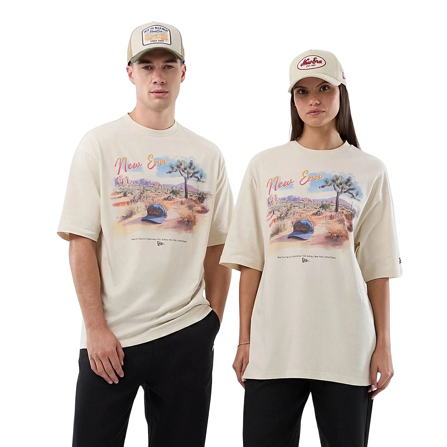 tričko New Era Beach Graphic Oversized - Light Cream