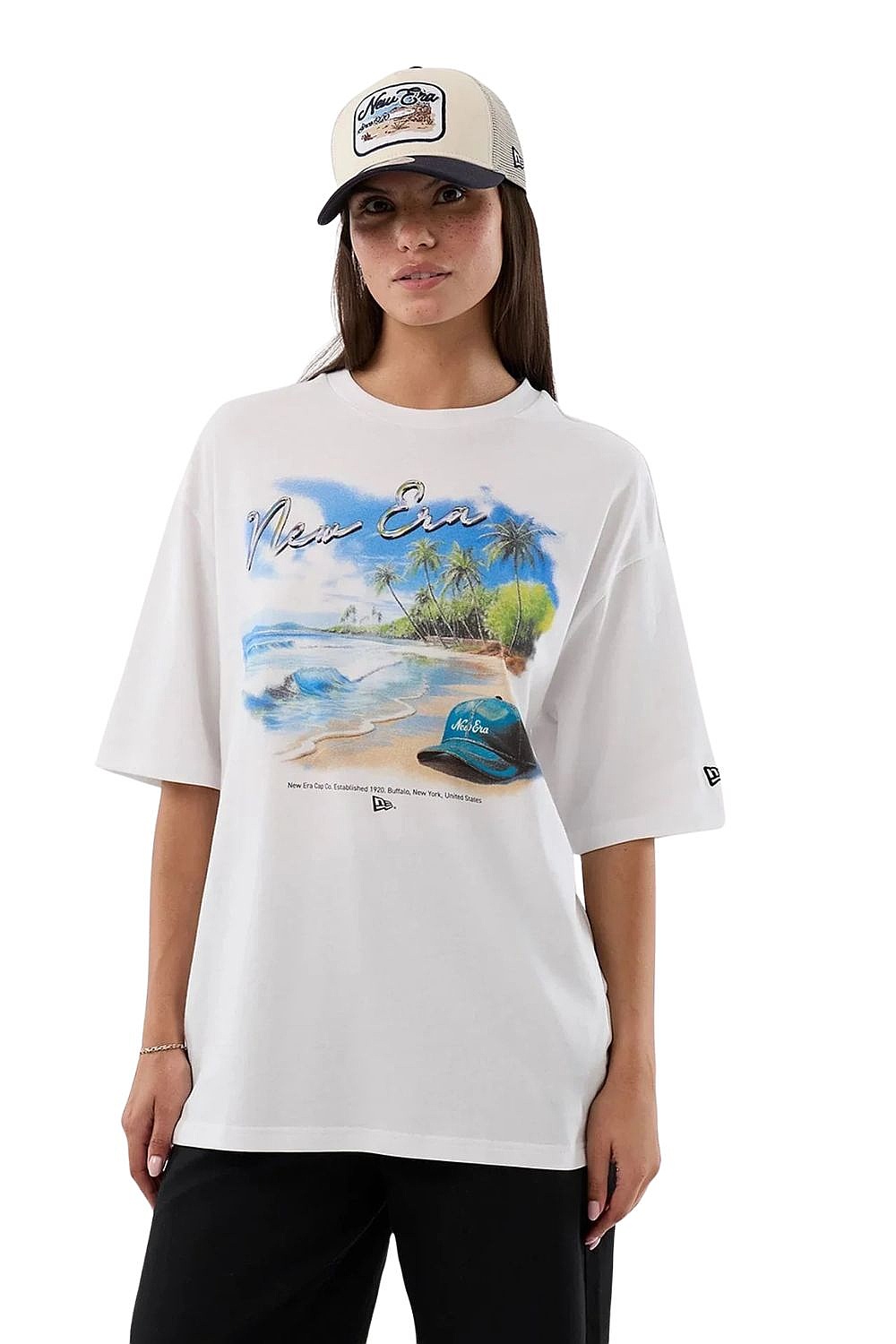 koszulka New Era Beach Graphic Oversized - White
