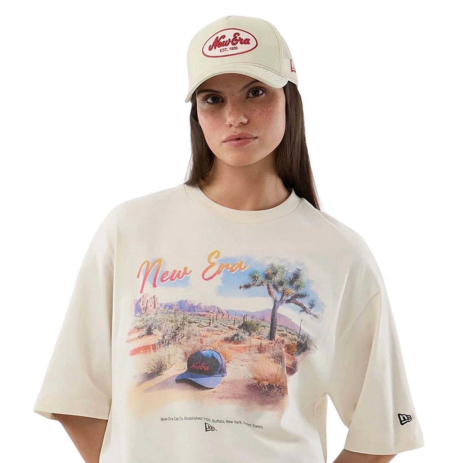 tričko New Era Beach Graphic Oversized - Light Cream