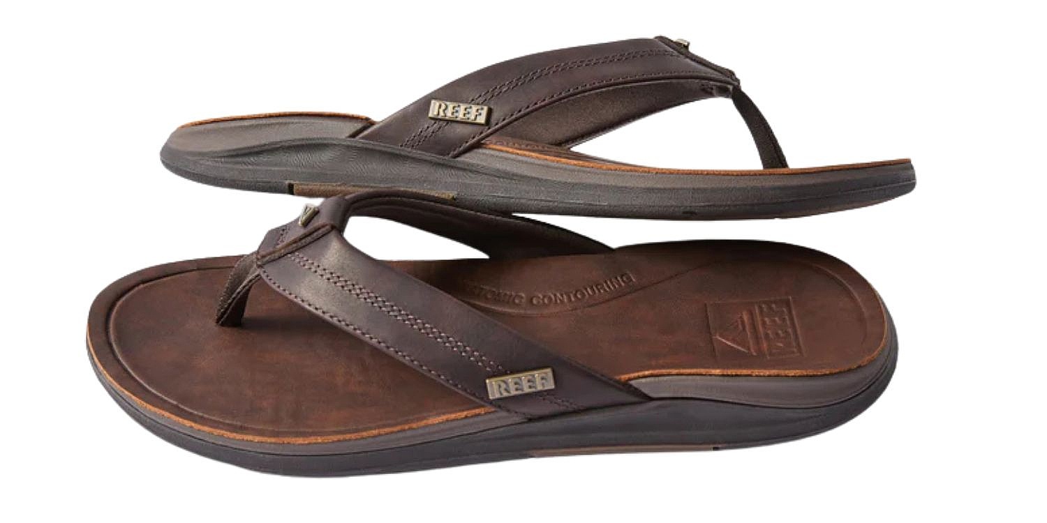 japonki  Reef Leather Offshore - Dark Brown - men´s