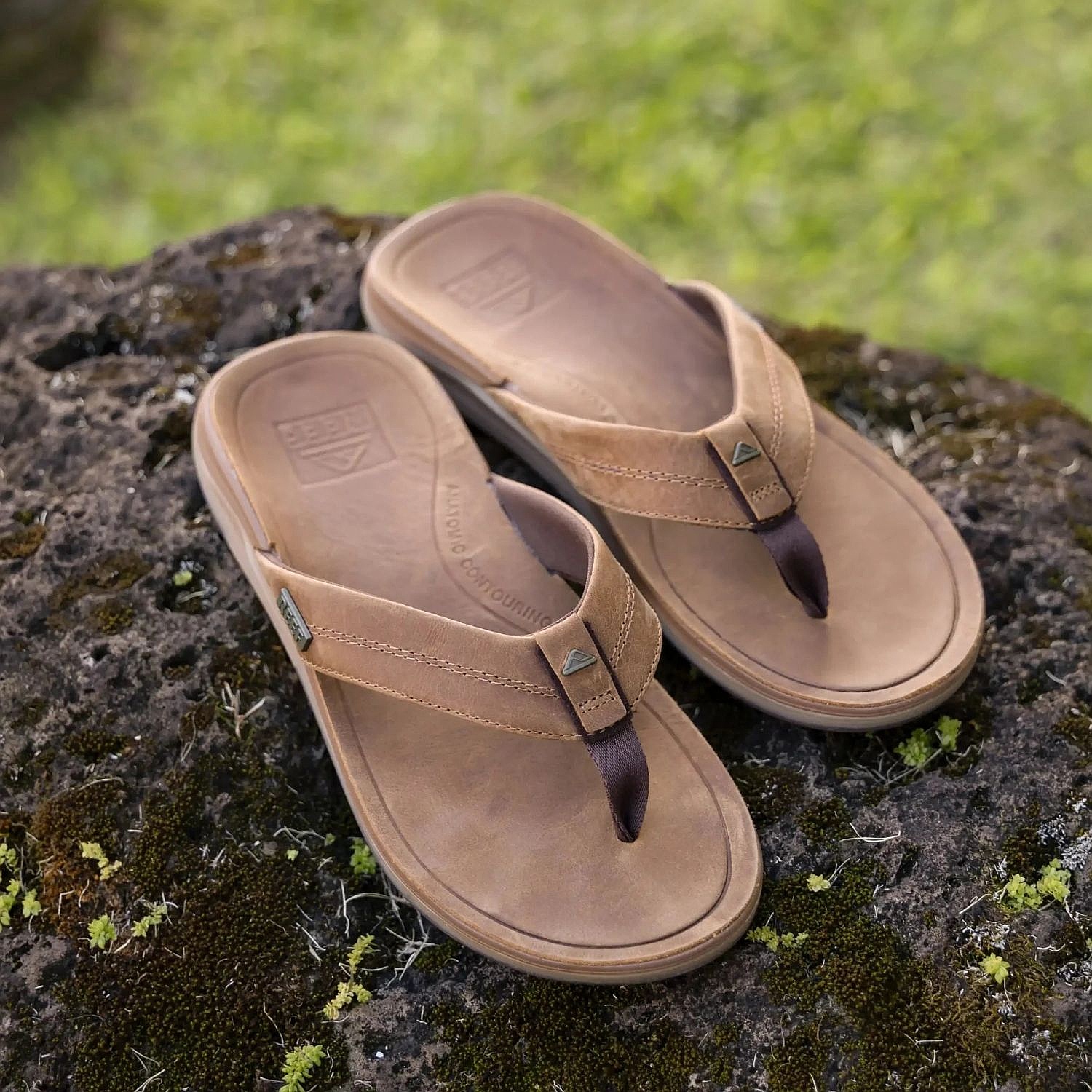 japonki  Reef Leather Offshore - Bronze/Brown - men´s