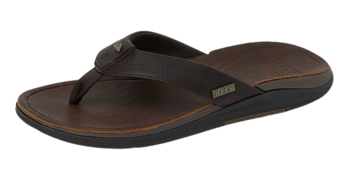 japonki  Reef Leather Offshore - Dark Brown - men´s