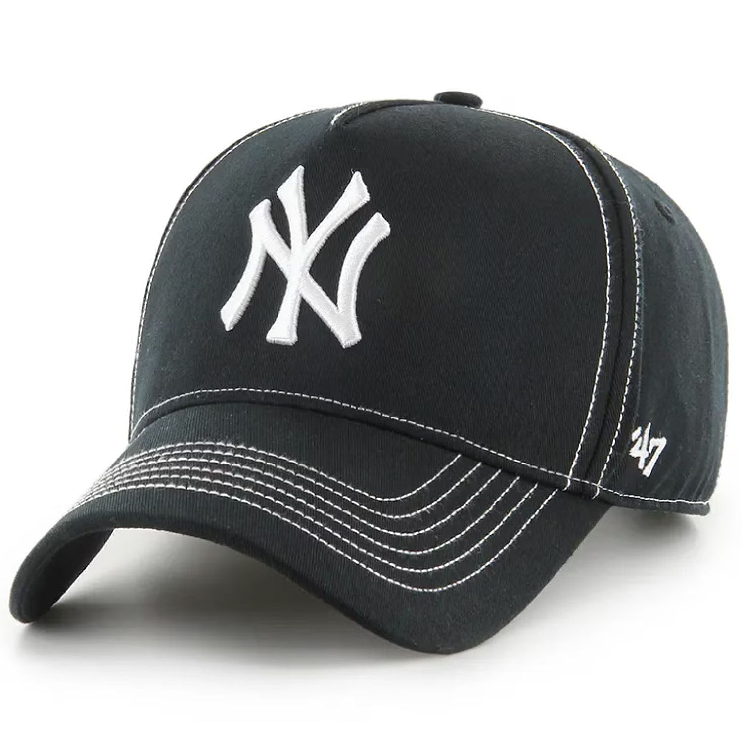 czapka z daszkiem 47 Brand MLB New York Yankees Contrast Stitch '47 MVP DT - Black/White
