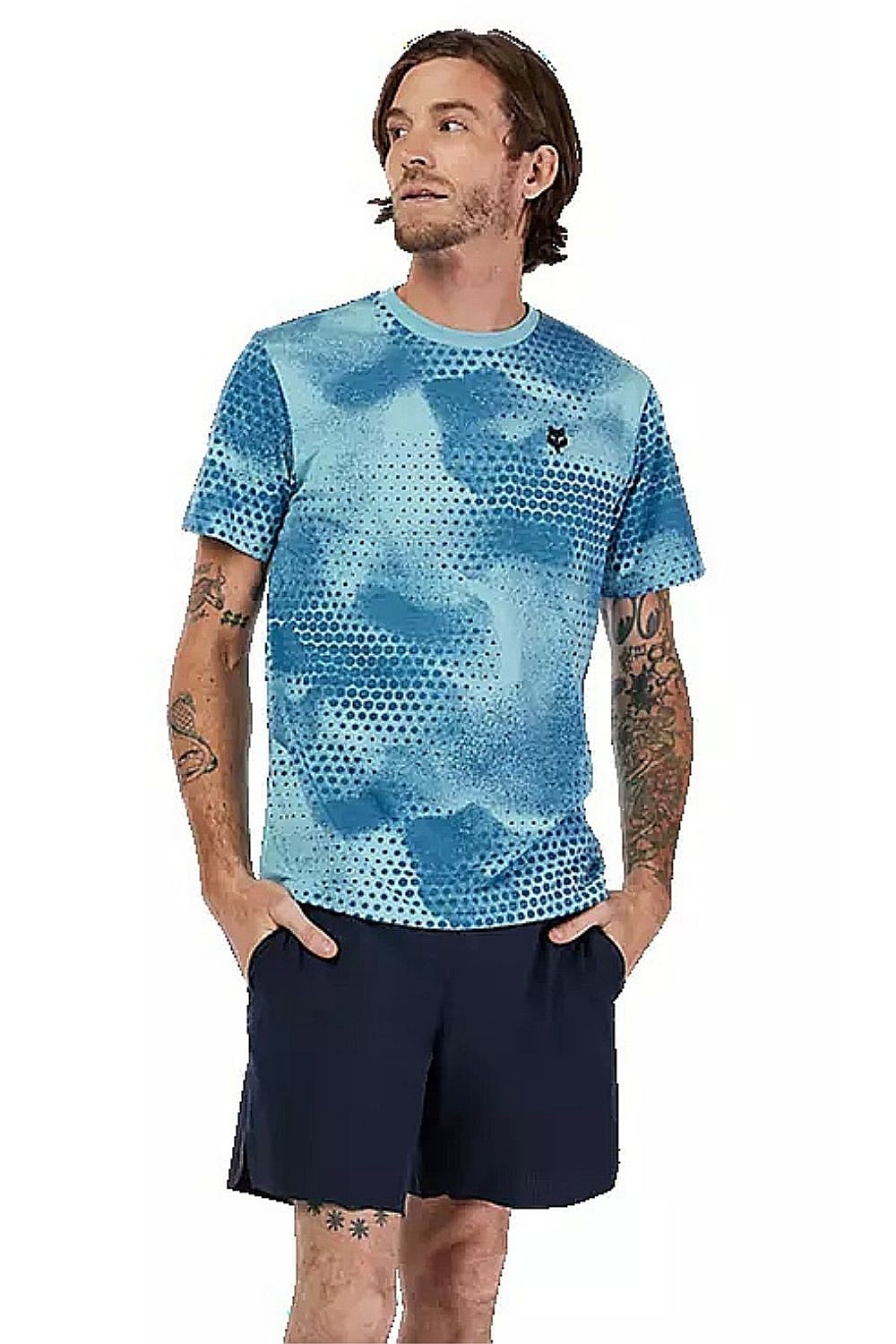 T-shirt Fox Aop Tech - Vintage Wash Blue