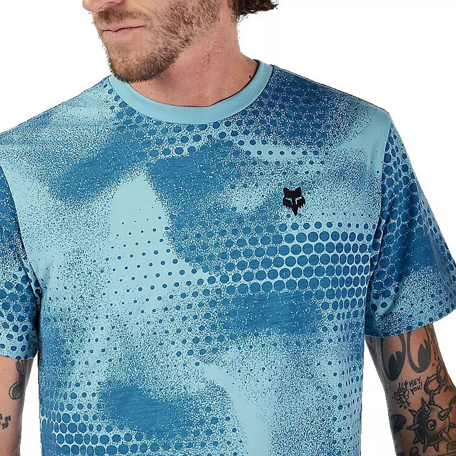 T-shirt Fox Aop Tech - Vintage Wash Blue