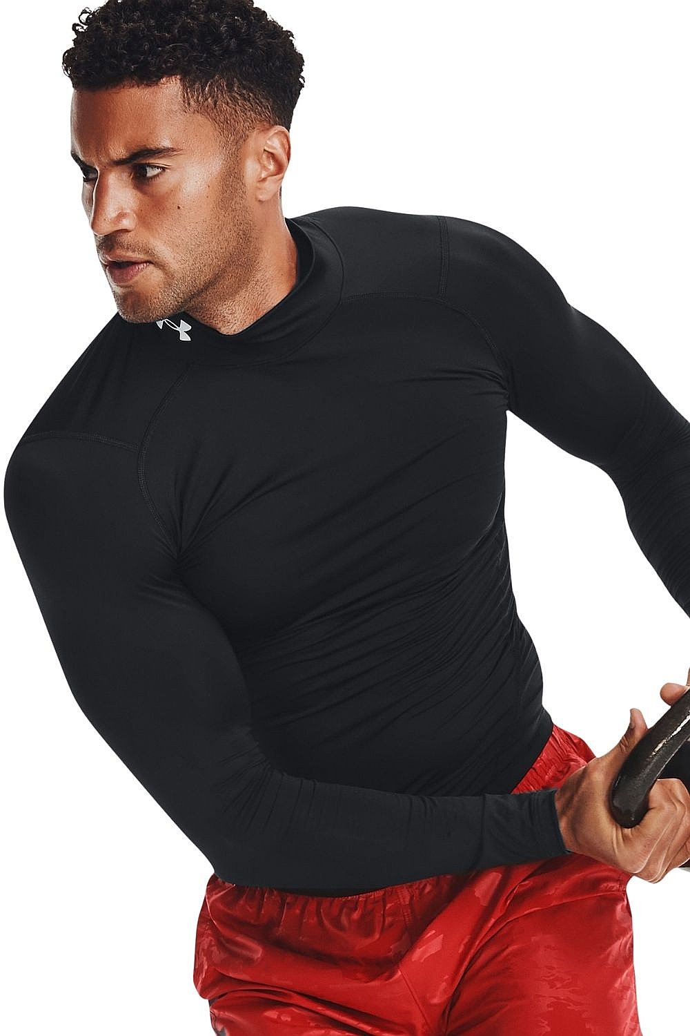 tričko Under Armour HeatGear Armour Compression Mock  LS - Black