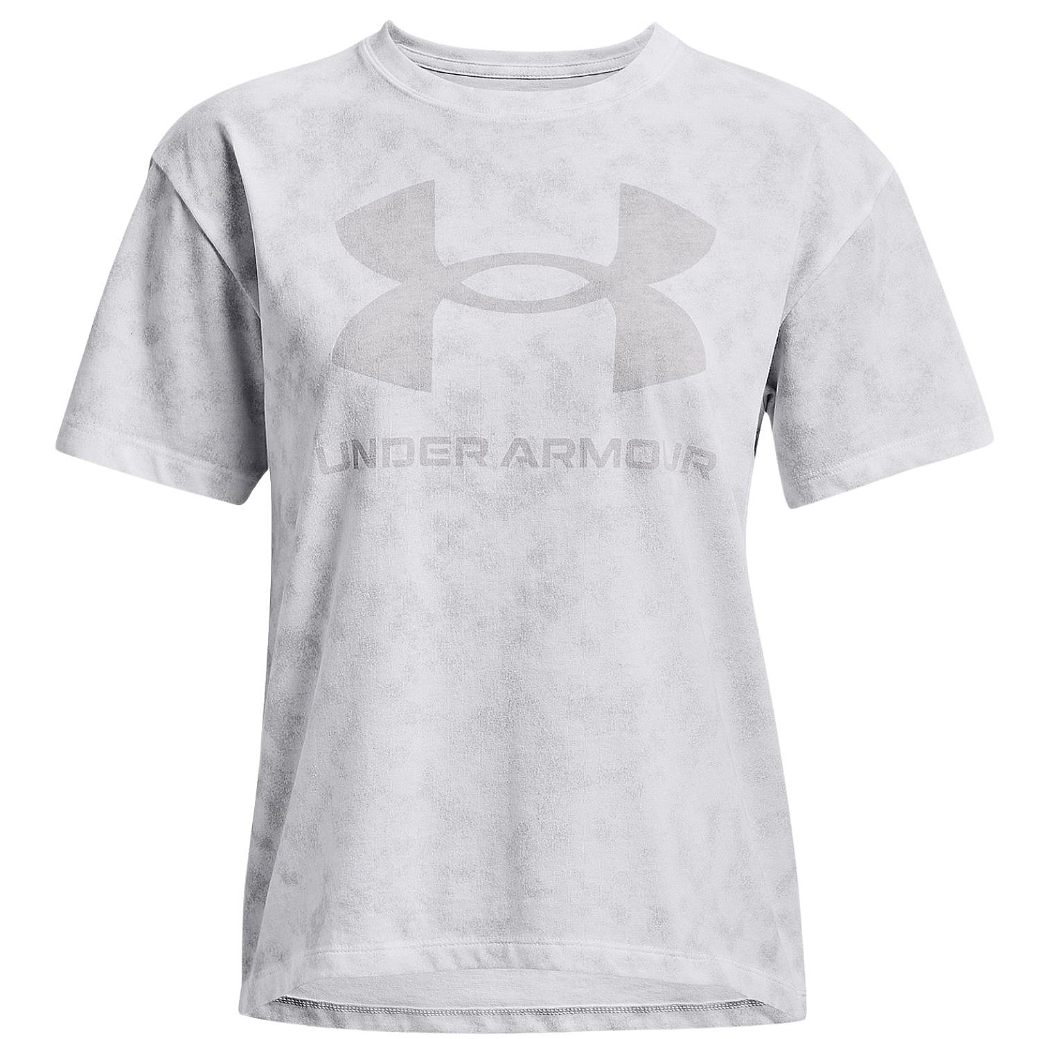 T-Shirt Under Armour Logo Aop Heavyweight - White/Halo Gray - women´s